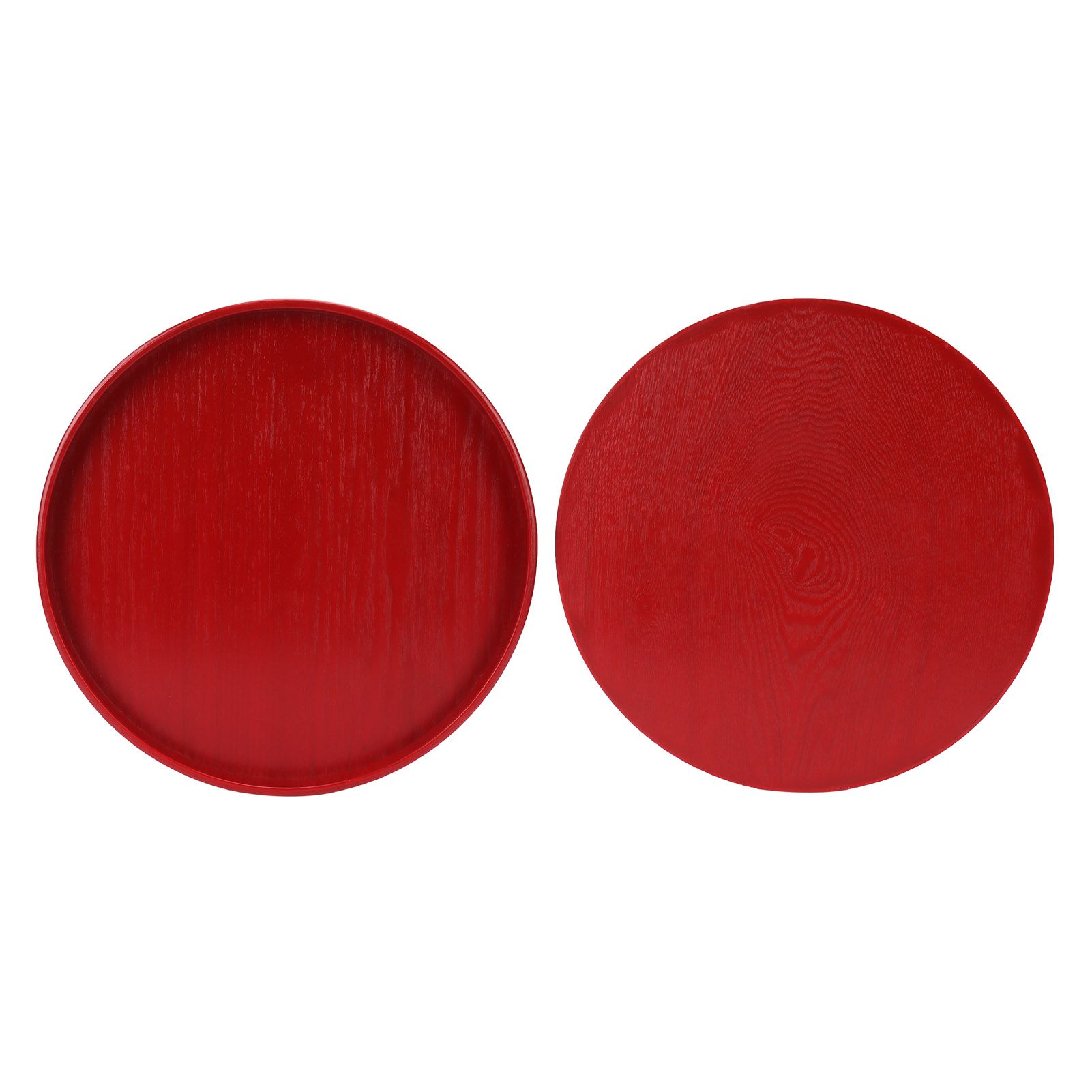 Red Round Wooden Plate Food Grade Fruit Cutlery Tray for Kitchen Home view 9