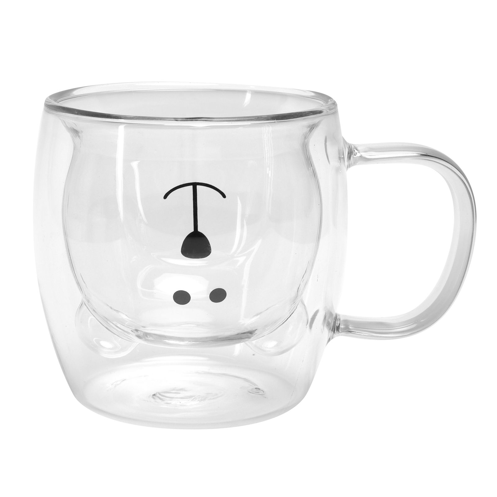250ml Bear Shaped Glass Cup Double Wall Water Tea Coffee Milk Mug with Handle view 2