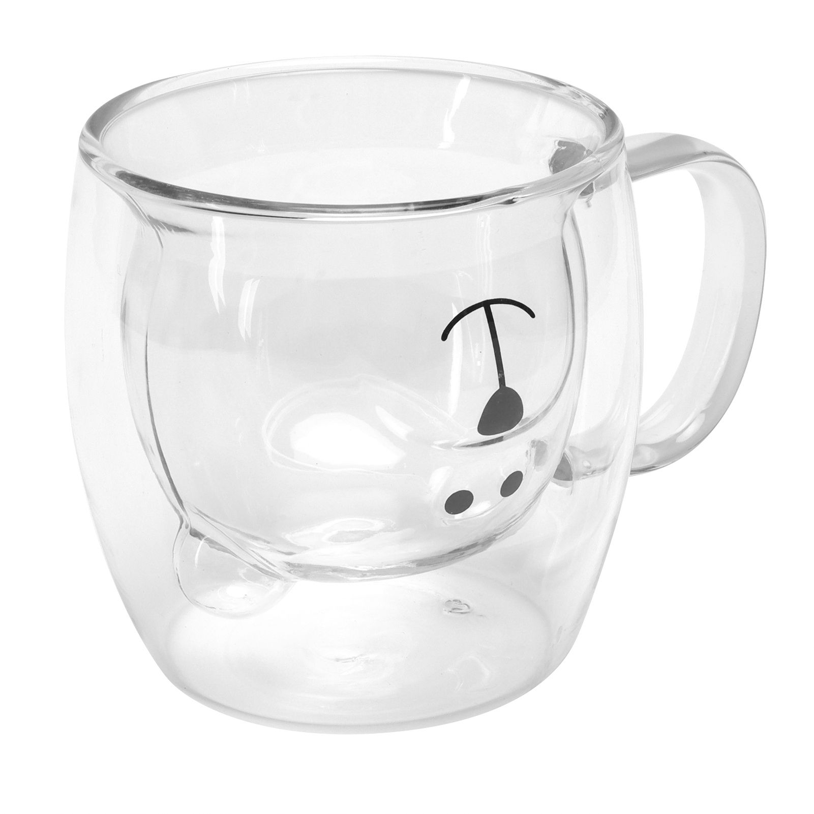 250ml Bear Shaped Glass Cup Double Wall Water Tea Coffee Milk Mug with Handle view 3