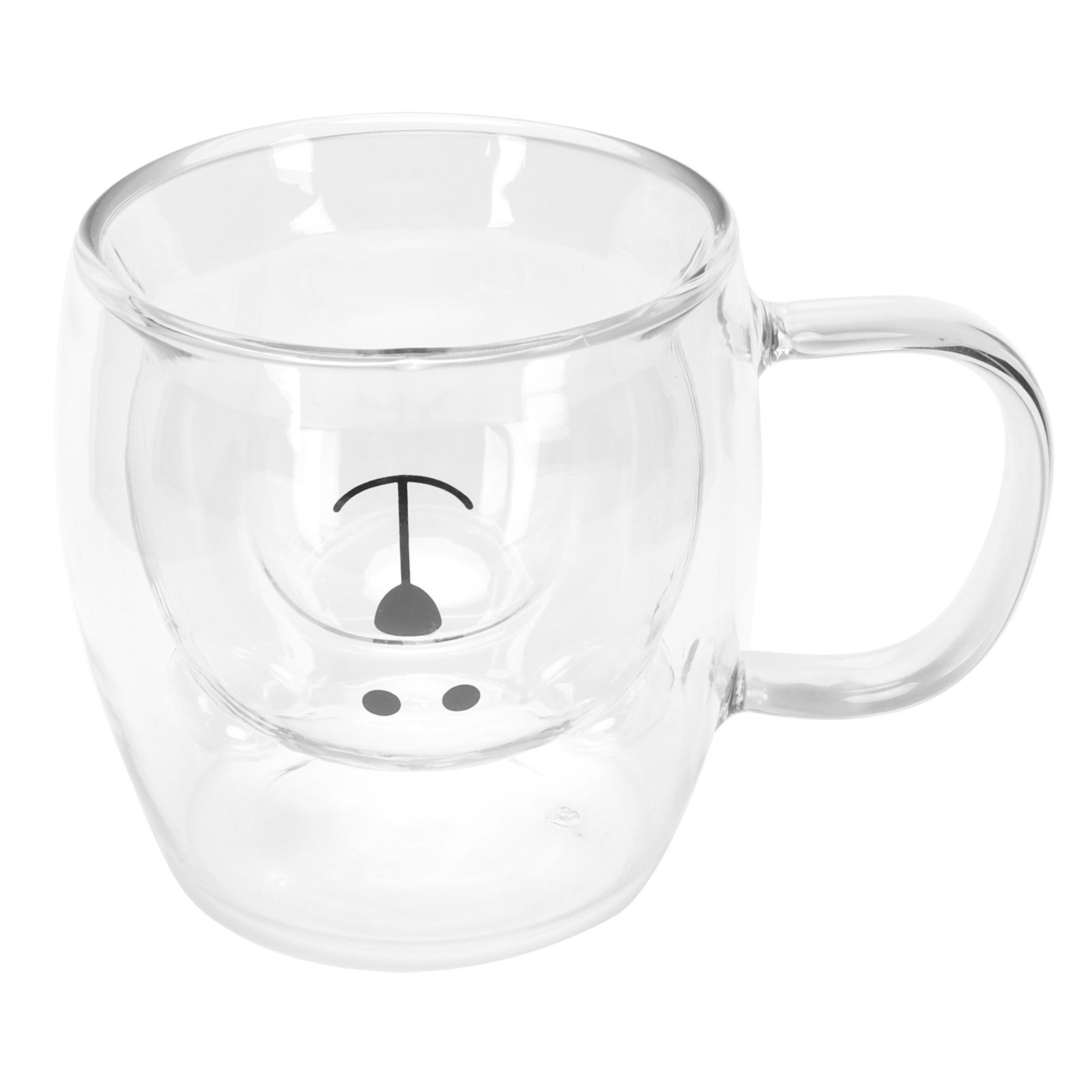 250ml Bear Shaped Glass Cup Double Wall Water Tea Coffee Milk Mug with Handle view 5