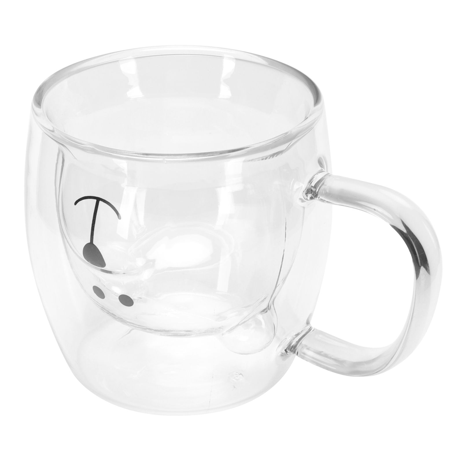 250ml Bear Shaped Glass Cup Double Wall Water Tea Coffee Milk Mug with Handle view 6