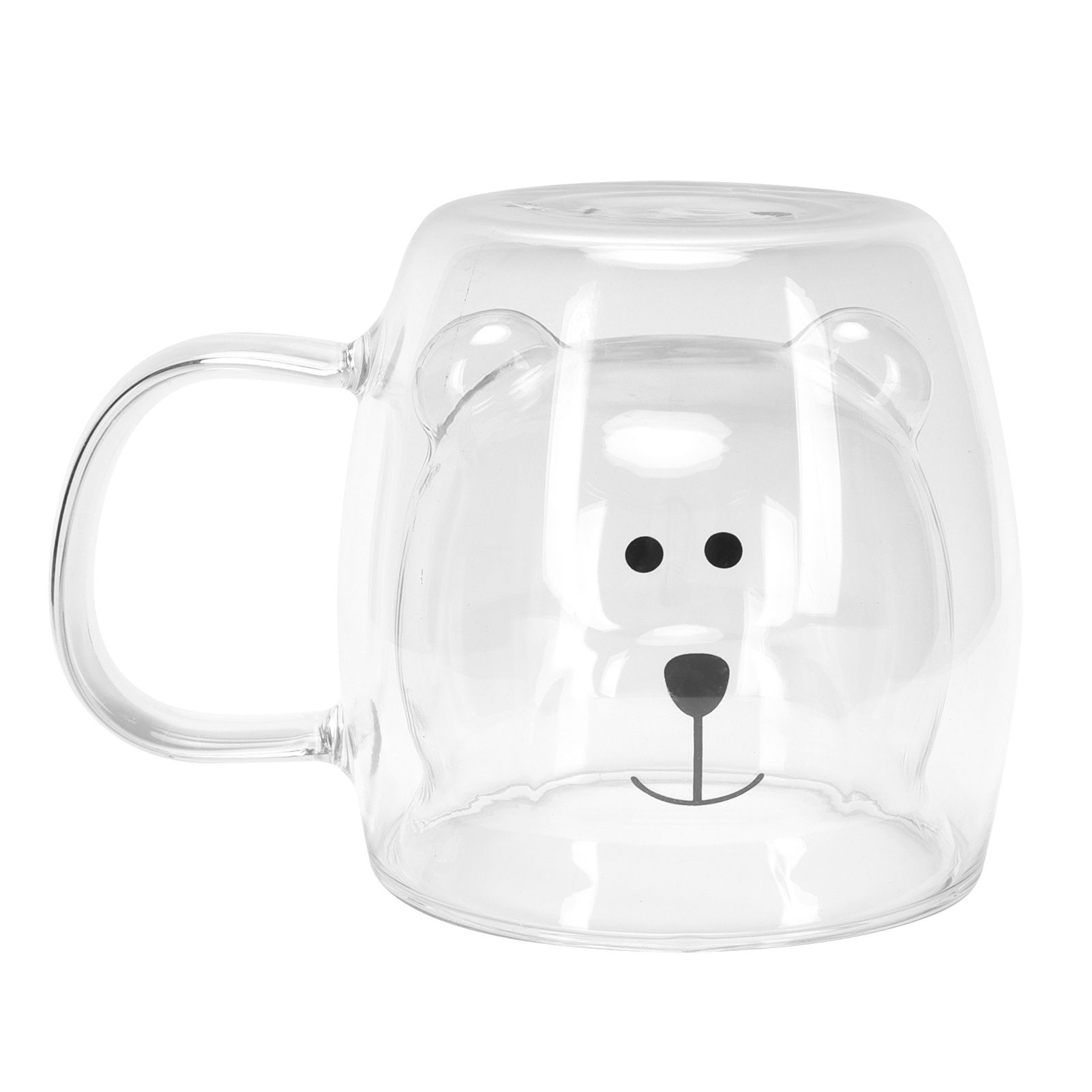 250ml Bear Shaped Glass Cup Double Wall Water Tea Coffee Milk Mug with Handle view 8