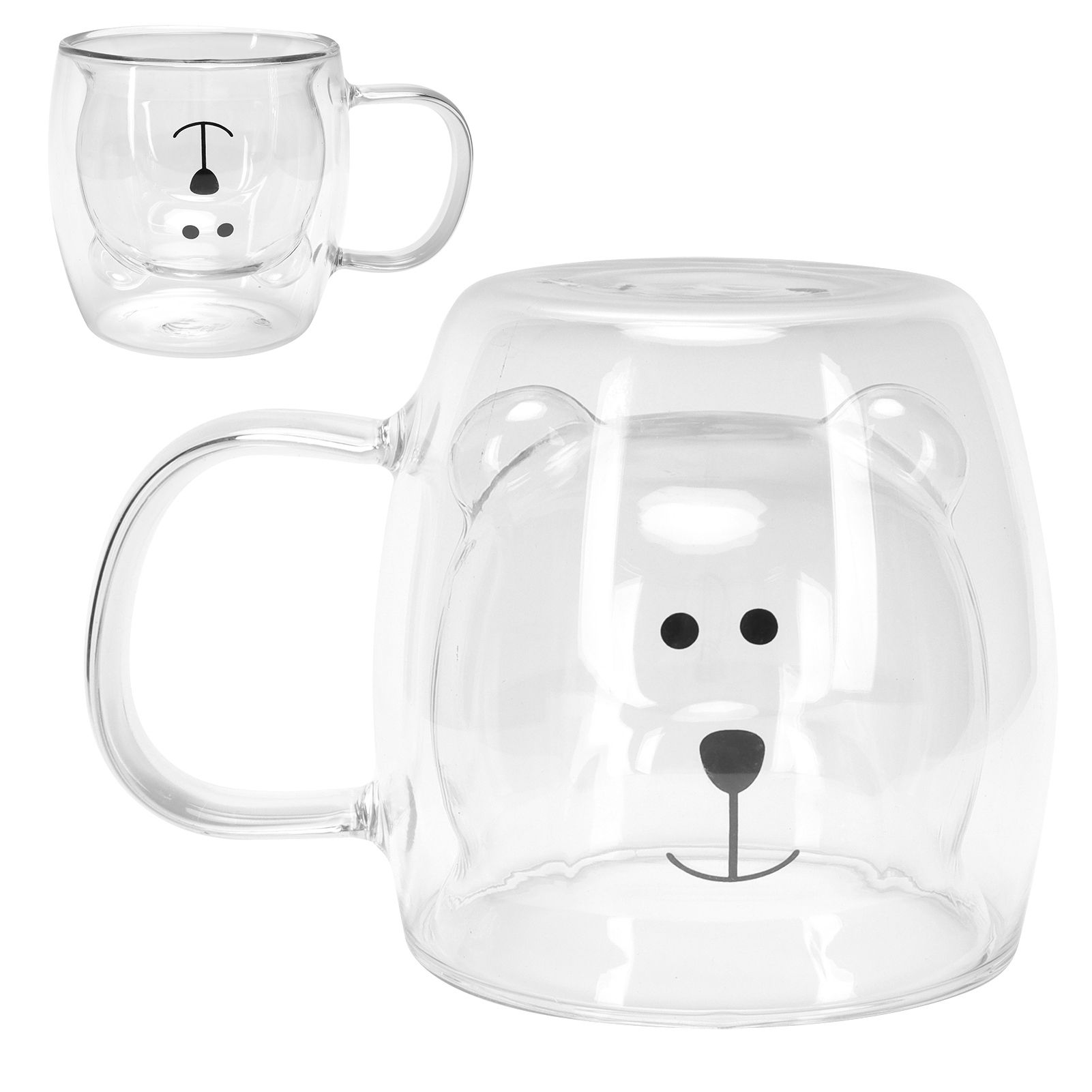 250ml Bear Shaped Glass Cup Double Wall Water Tea Coffee Milk Mug with Handle view 10