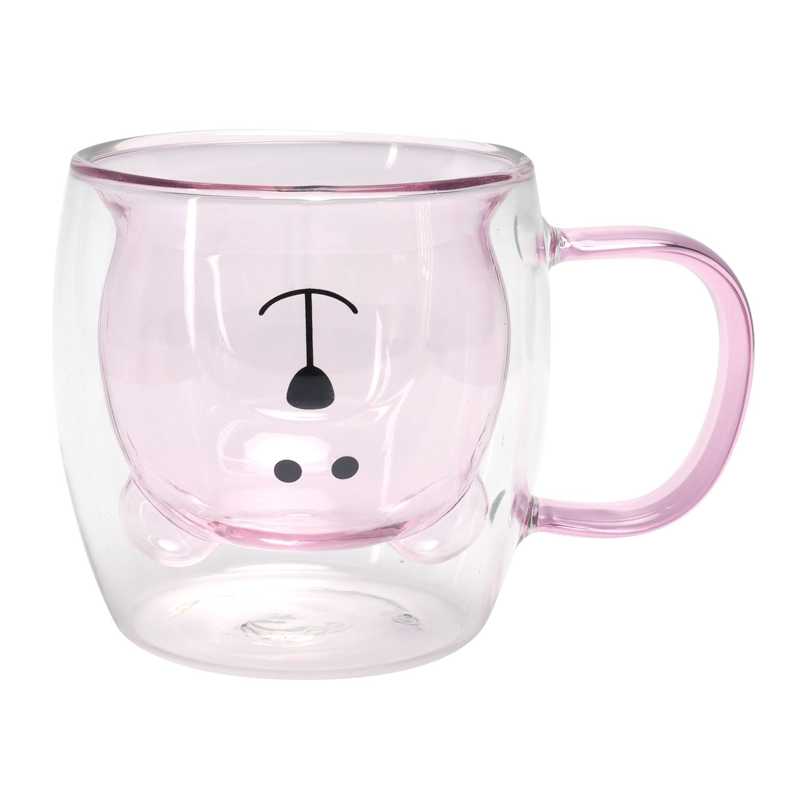 250ml Bear Shaped Glass Cup Double Wall Water Tea Coffee Milk Mug with Handle view 2