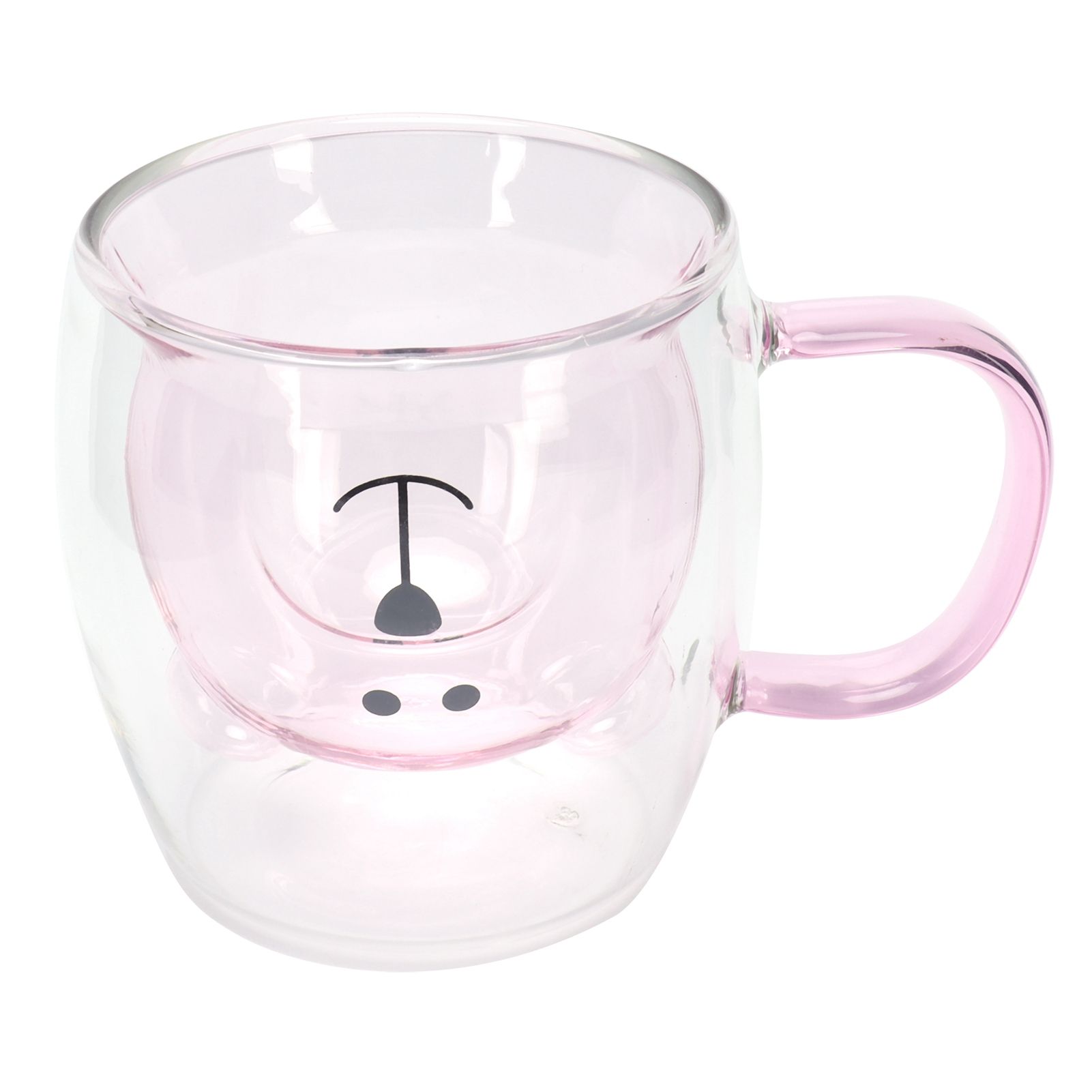250ml Bear Shaped Glass Cup Double Wall Water Tea Coffee Milk Mug with Handle view 5