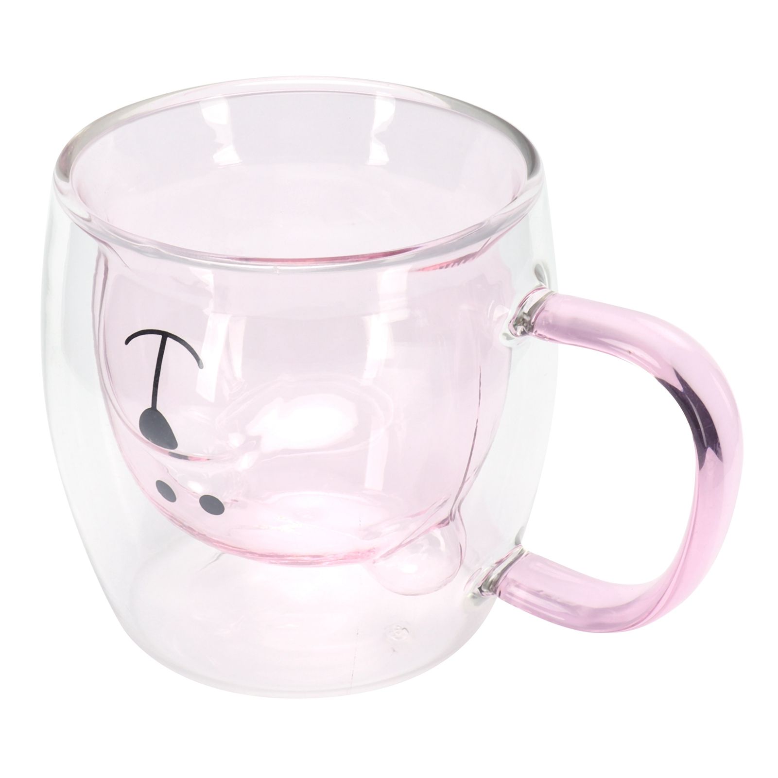 250ml Bear Shaped Glass Cup Double Wall Water Tea Coffee Milk Mug with Handle view 6