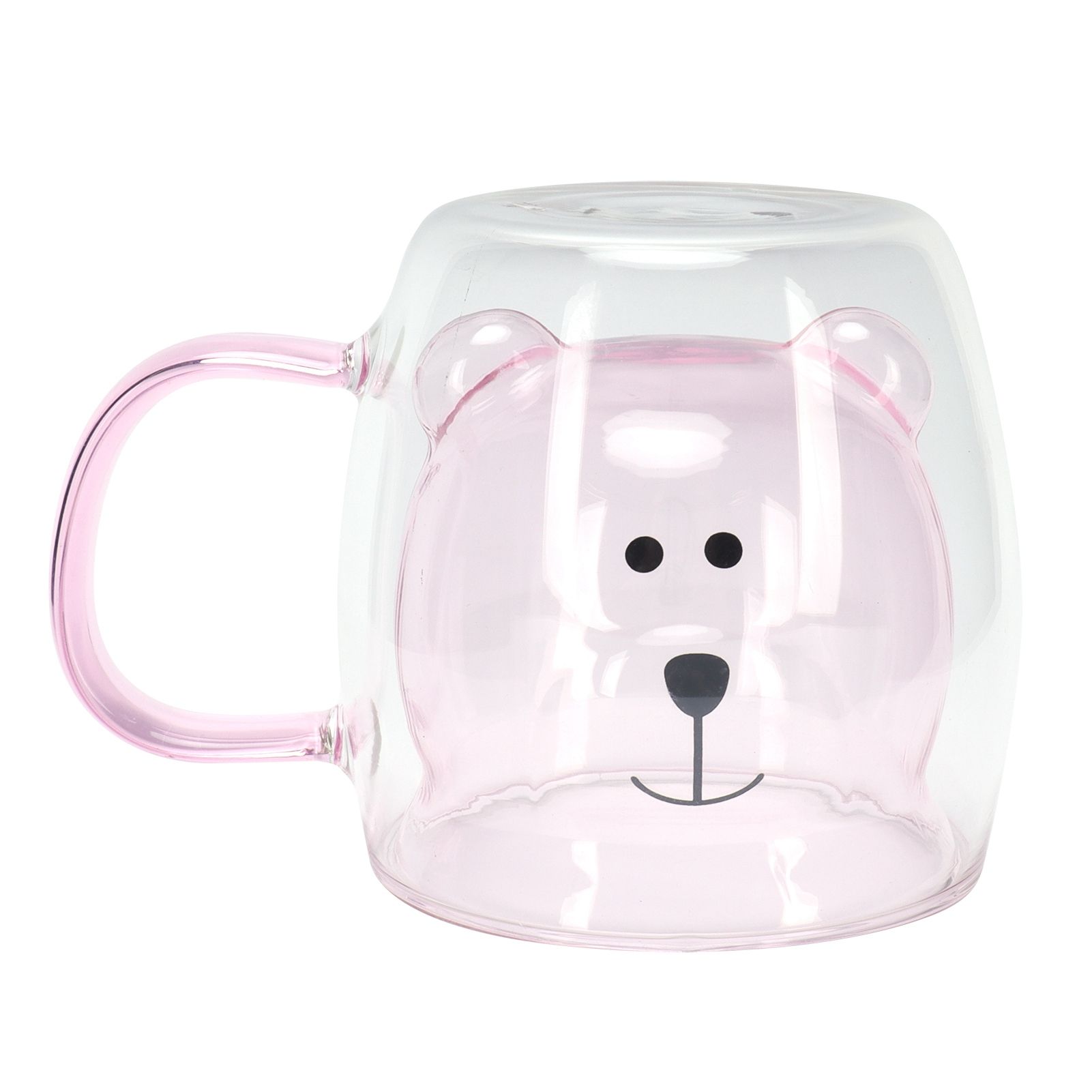 250ml Bear Shaped Glass Cup Double Wall Water Tea Coffee Milk Mug with Handle view 8