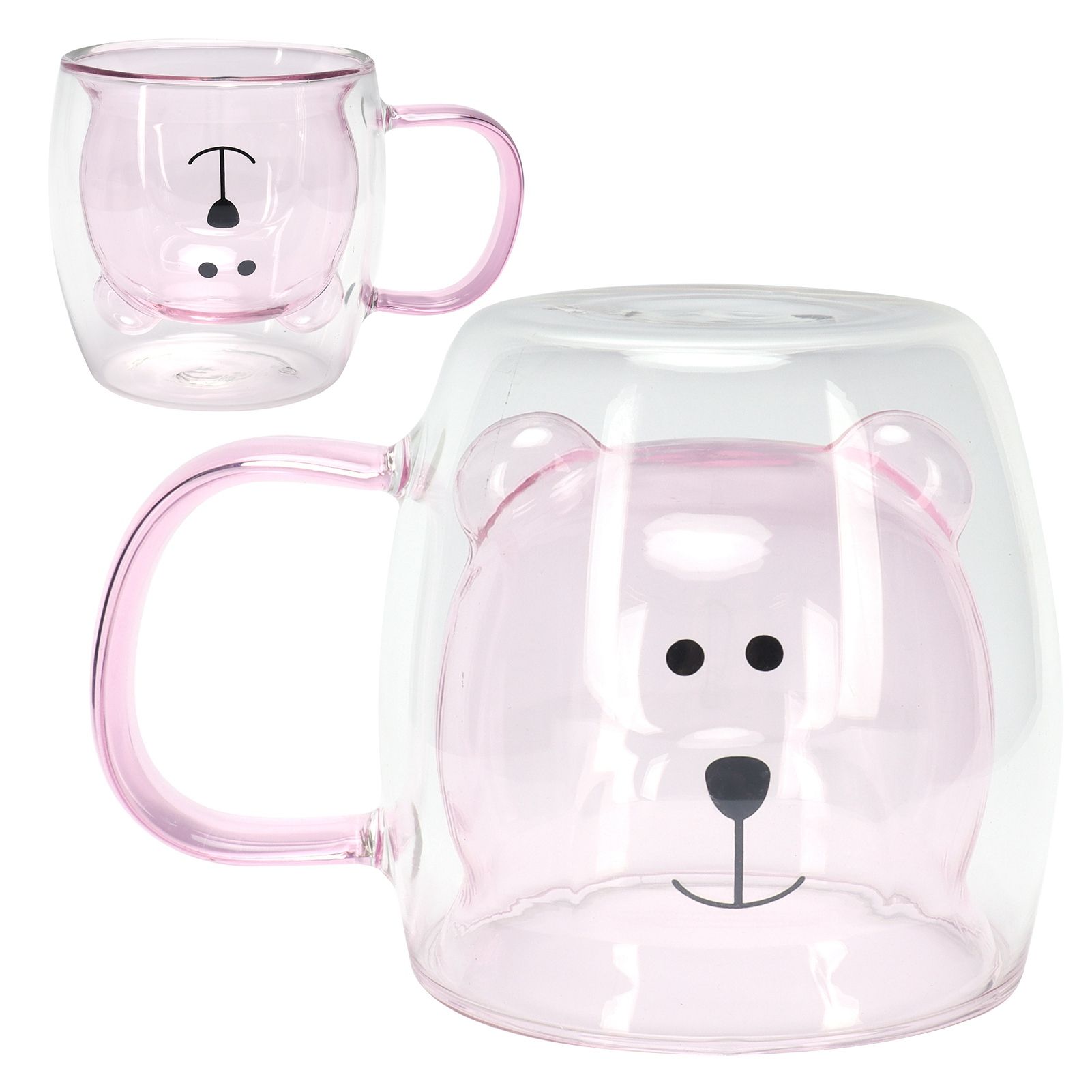 250ml Bear Shaped Glass Cup Double Wall Water Tea Coffee Milk Mug with Handle view 10