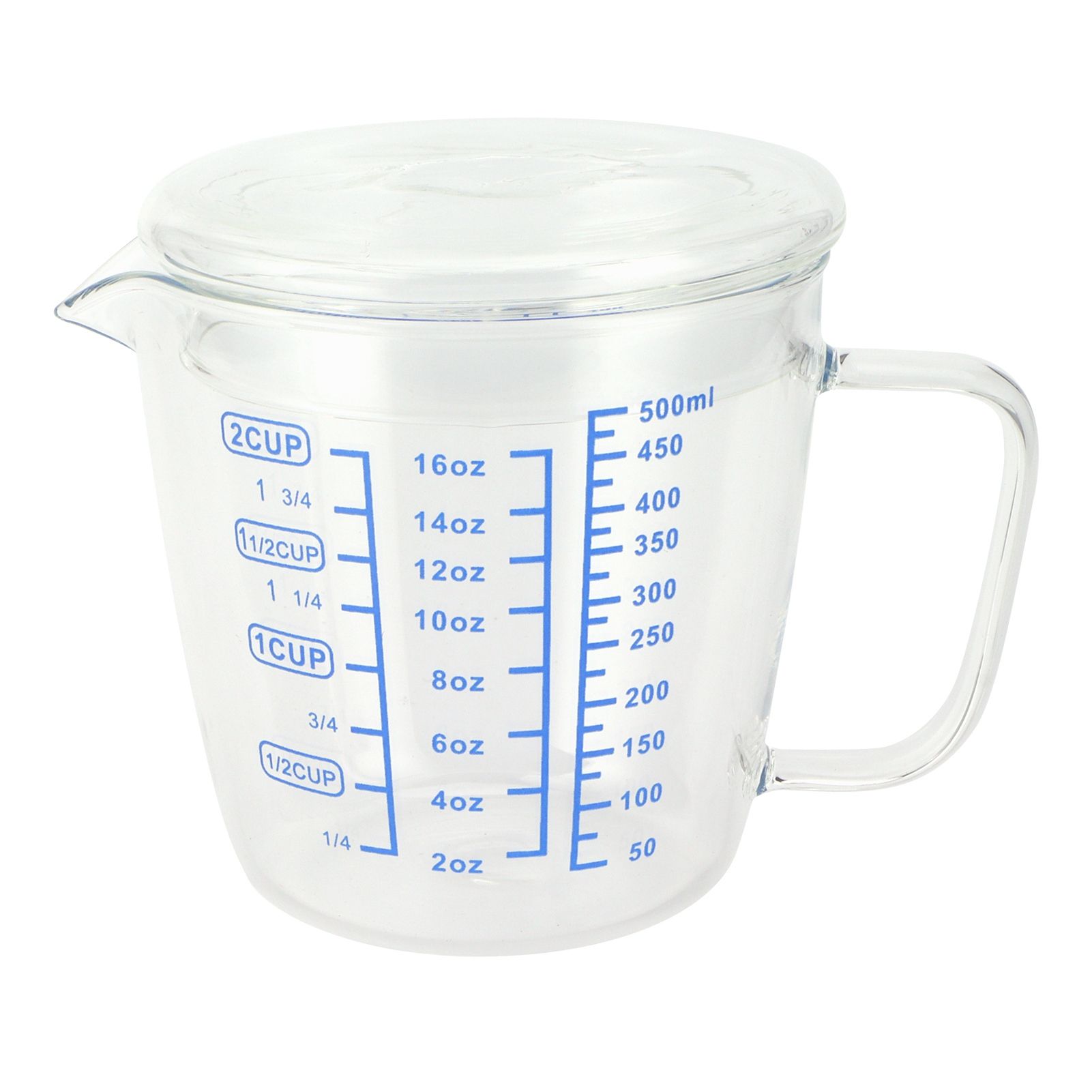 Heat Resisting Glass Measuring Cup Milk Scale Measuring Jug with Lid Kitchen