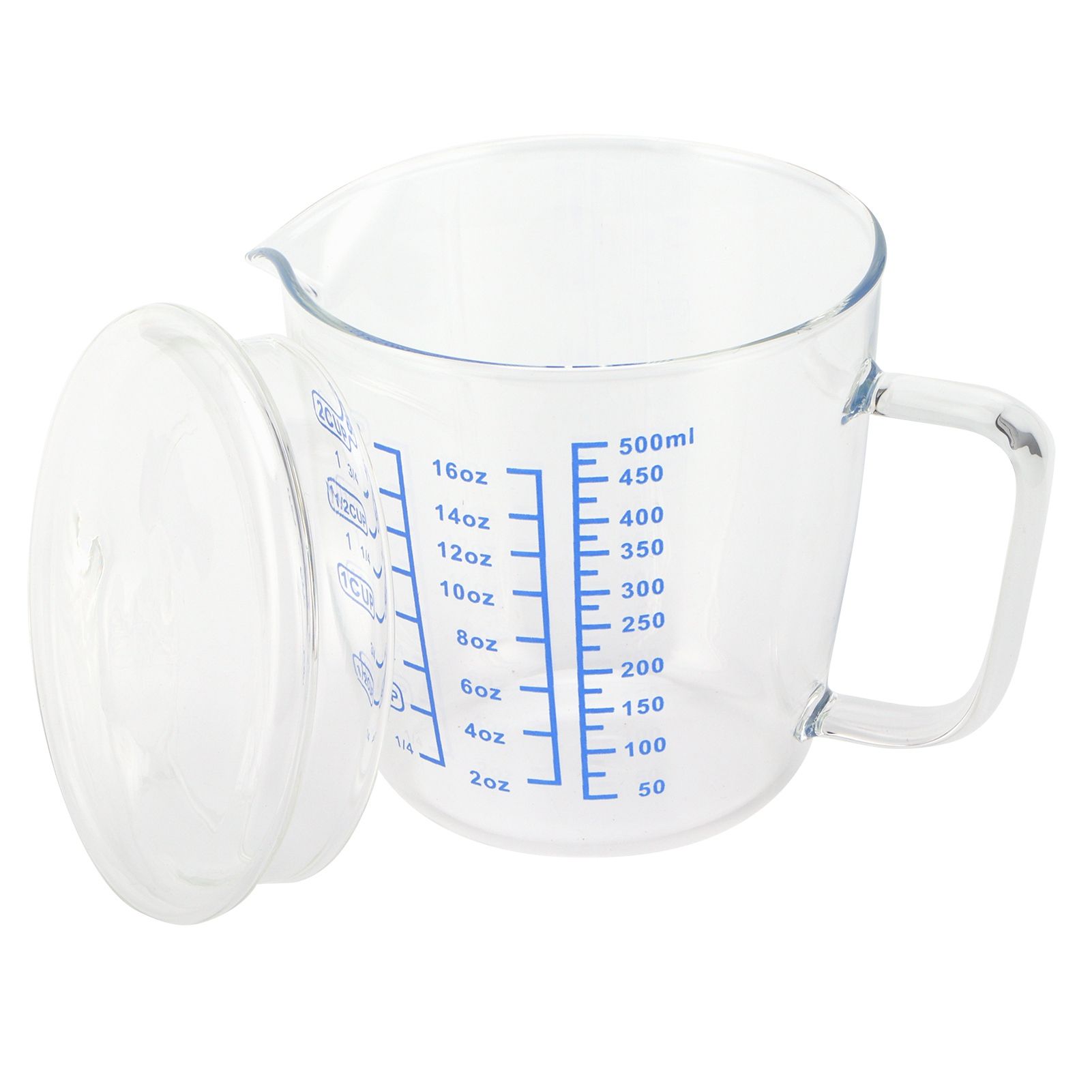 Heat Resisting Glass Measuring Cup Milk Scale Measuring Jug with Lid Kitchen view 4