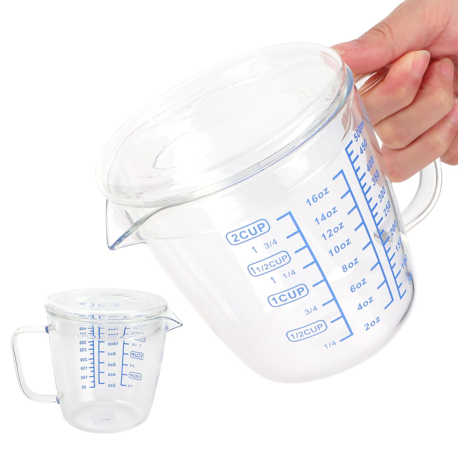 Heat Resisting Glass Measuring Cup Milk Scale Measuring Jug with Lid Kitchen view 10
