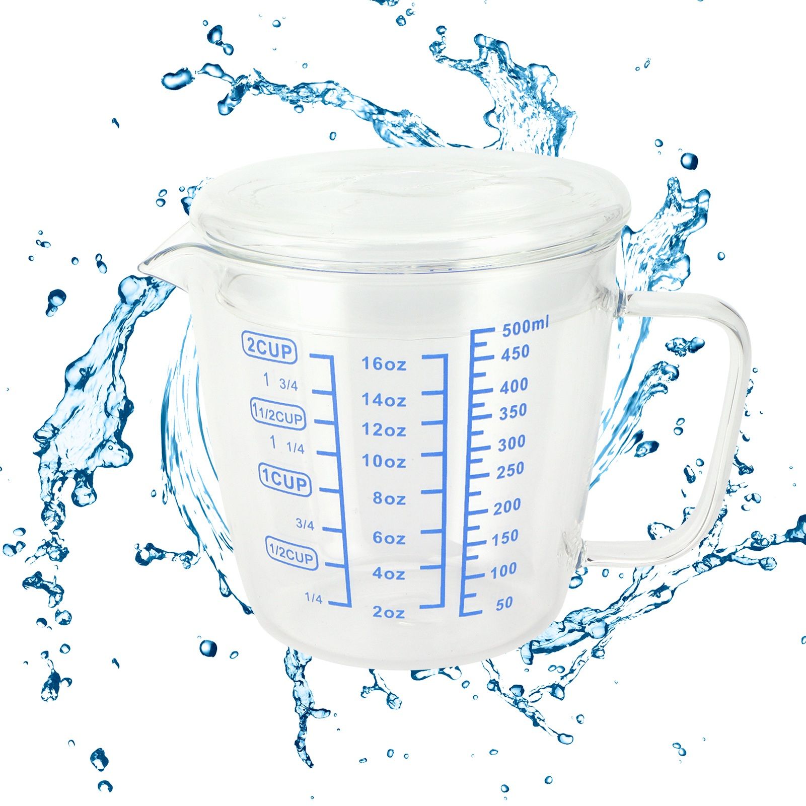 Heat Resisting Glass Measuring Cup Milk Scale Measuring Jug with Lid Kitchen view 11