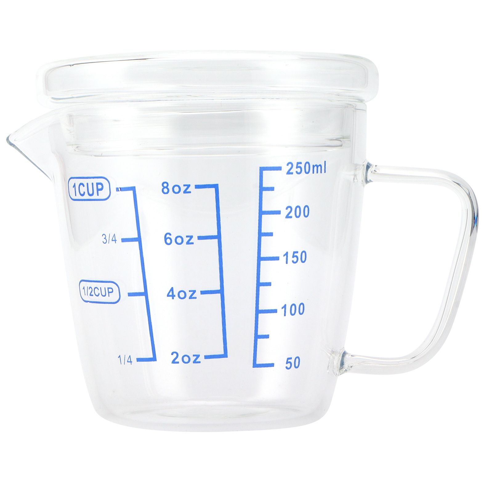 Heat Resisting Glass Measuring Cup Milk Scale Measuring Jug with Lid Kitchen view 2
