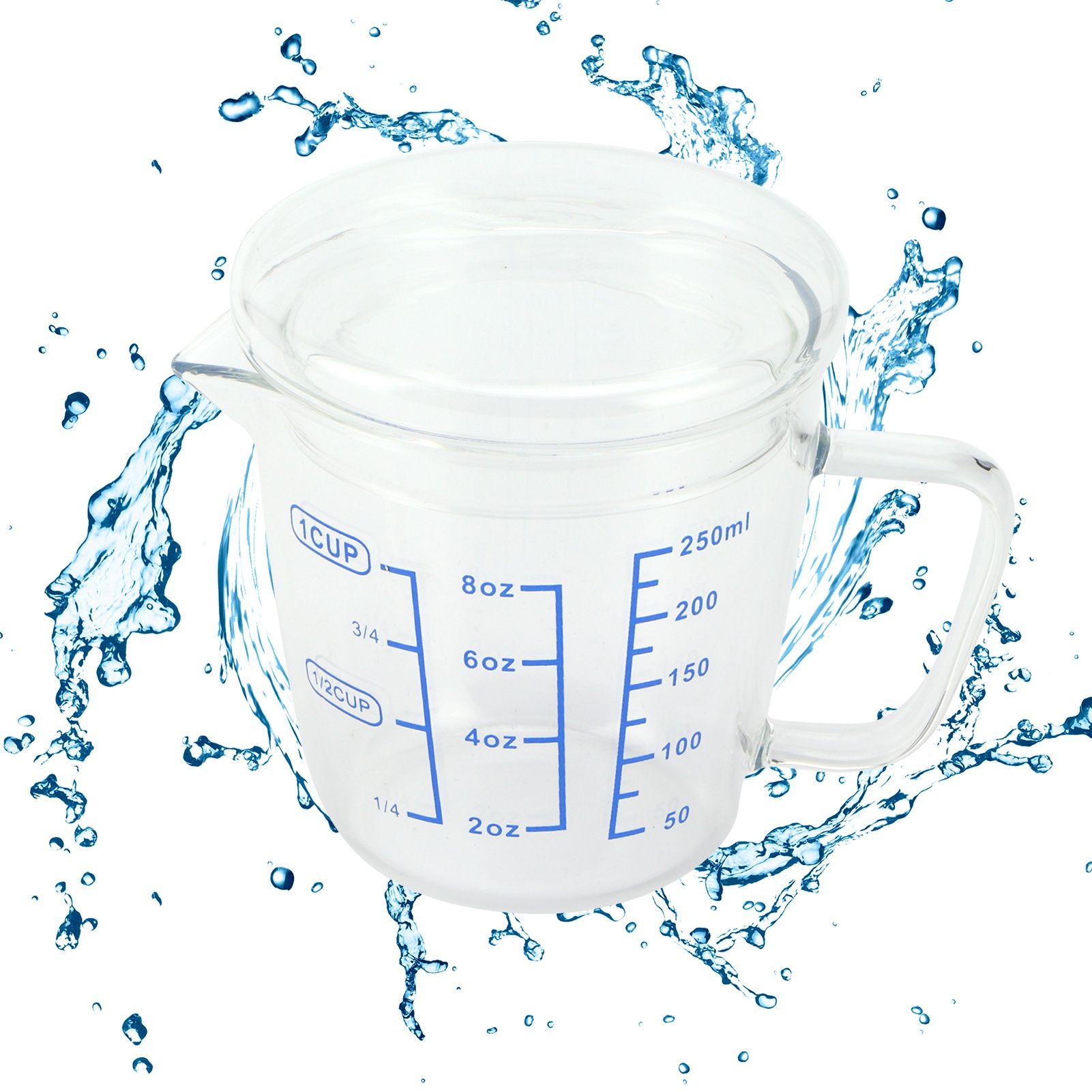 Heat Resisting Glass Measuring Cup Milk Scale Measuring Jug with Lid Kitchen view 11