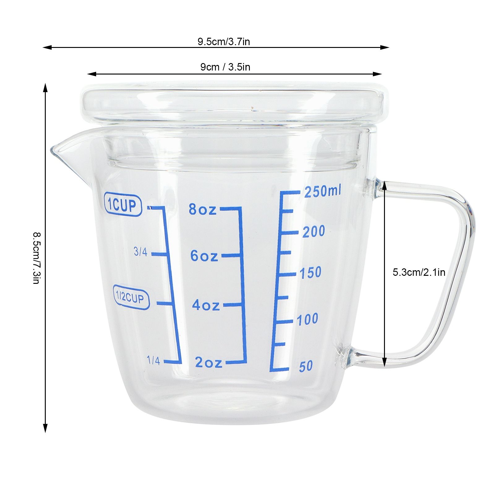 Heat Resisting Glass Measuring Cup Milk Scale Measuring Jug with Lid Kitchen view 15