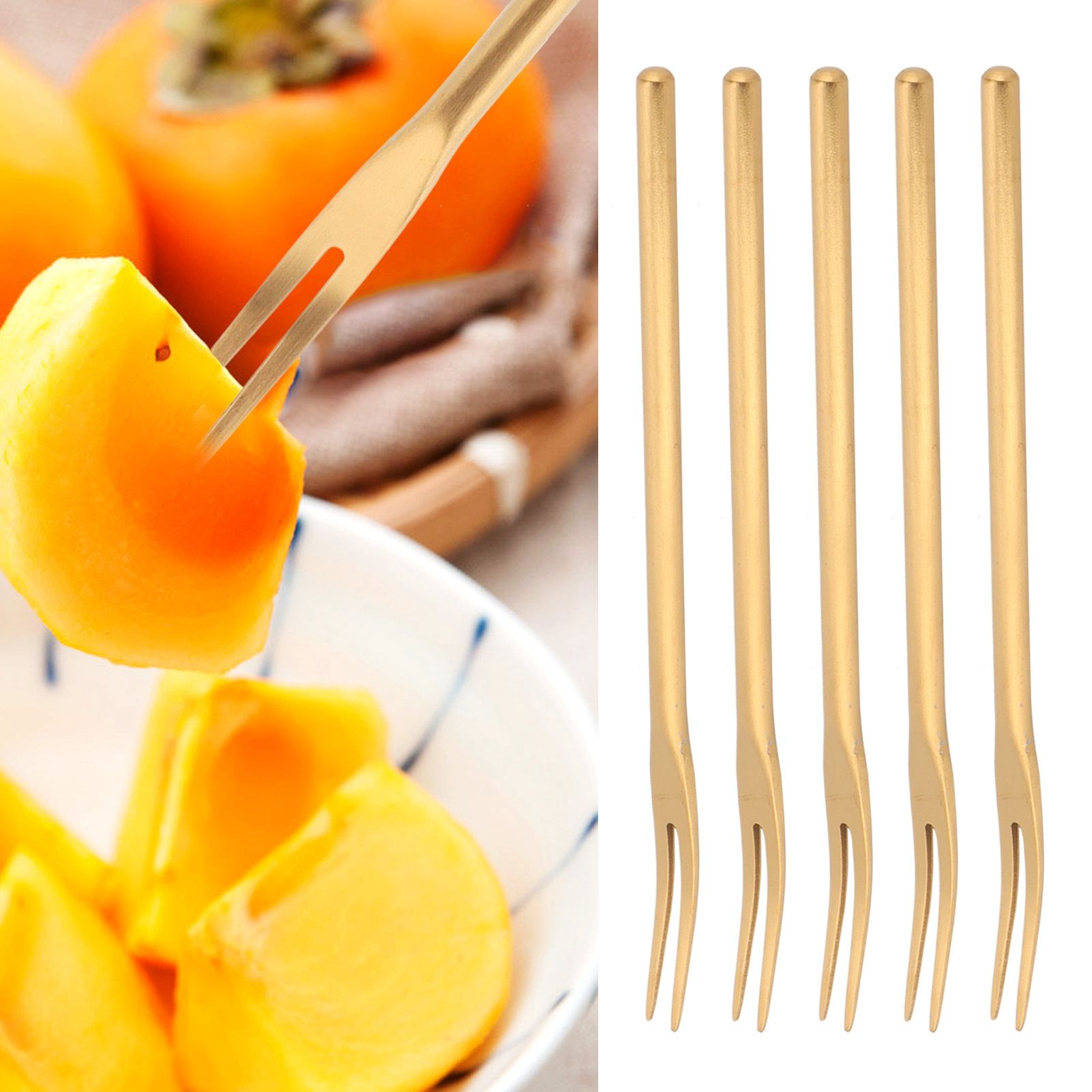 5Pcs Fruit Fork Stainless Steel Originality Cute Dessert Cake Small Fork for view 12