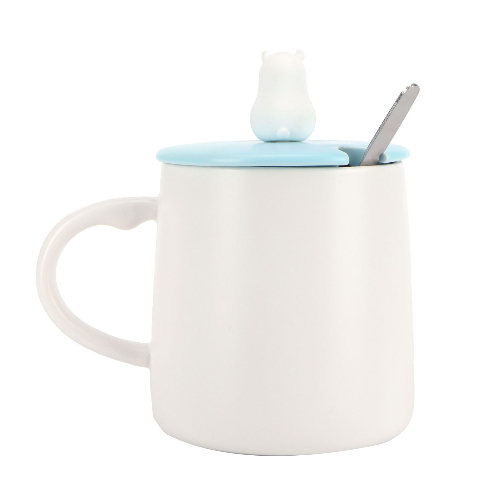 Embossed Animal Cup Cartoon Cute Coffee Cup with Lid Spoon Couple Gift Mug for view 4