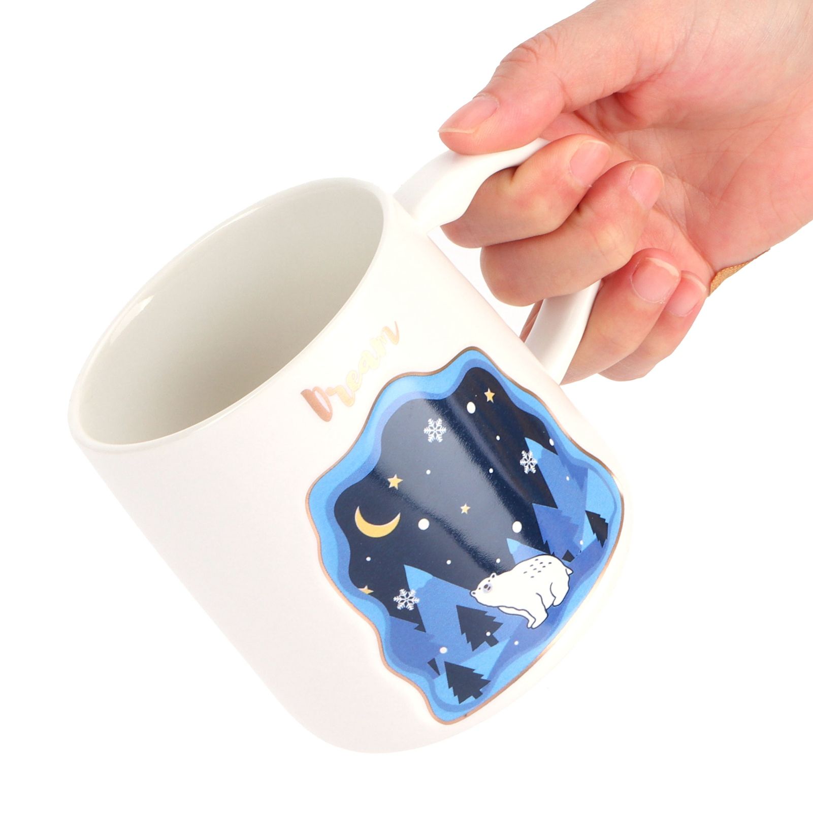 Embossed Animal Cup Cartoon Cute Coffee Cup with Lid Spoon Couple Gift Mug for view 10
