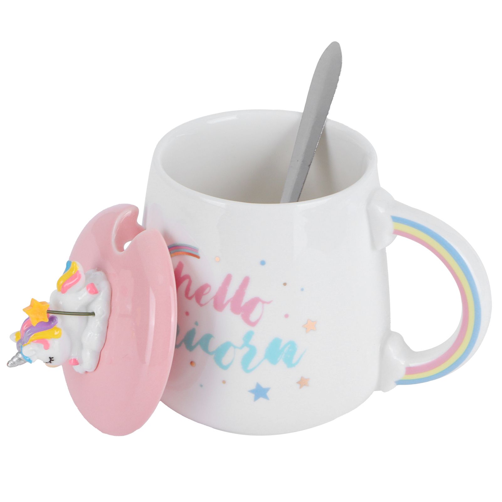 Animal Mug Spoon Water Cup with Lid Cute Ceramic Mug Coffee Cup Drinking view 6