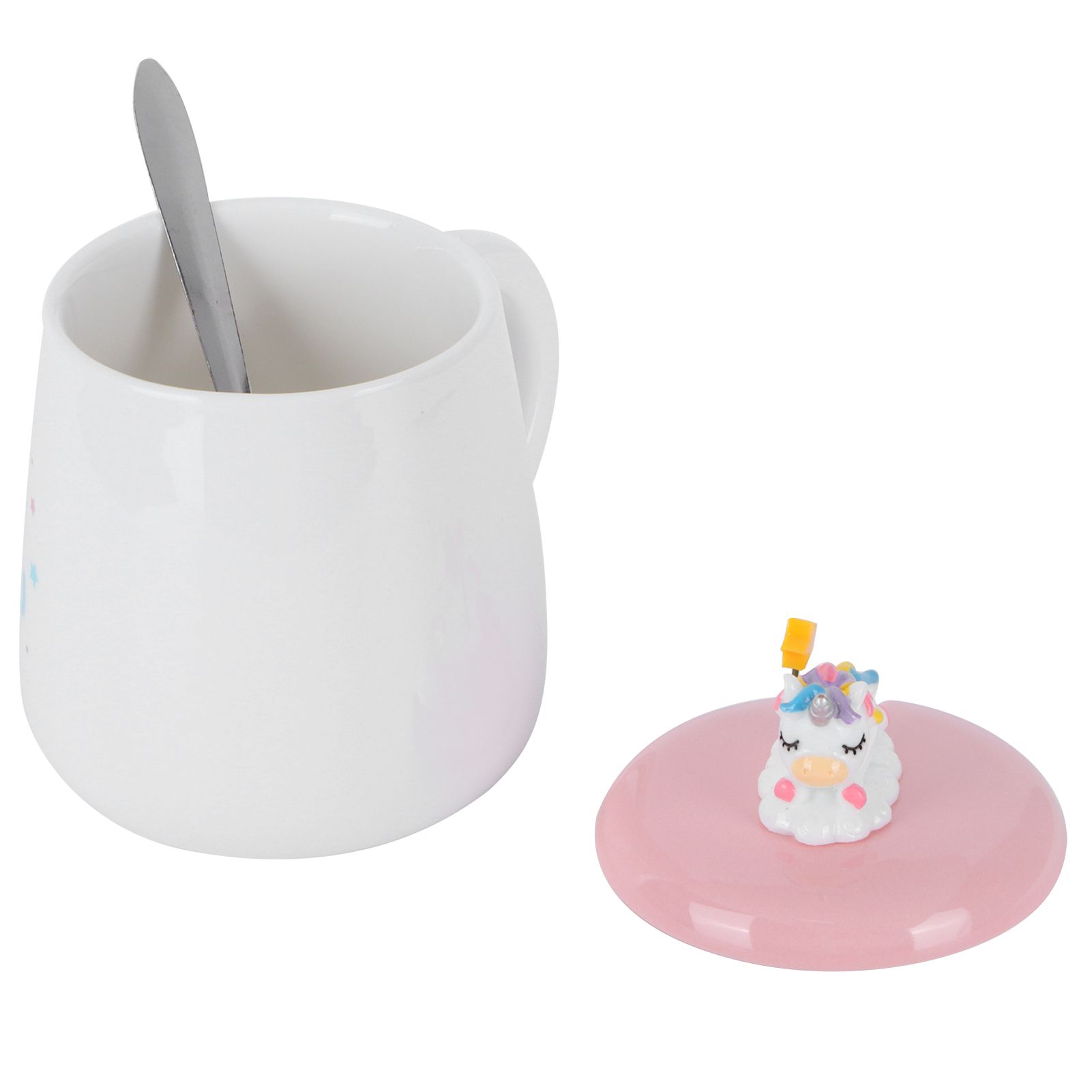 Animal Mug Spoon Water Cup with Lid Cute Ceramic Mug Coffee Cup Drinking view 10