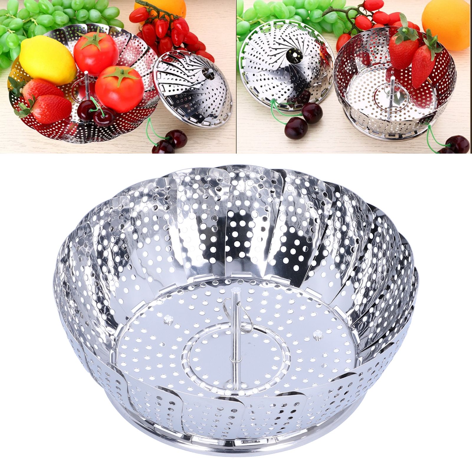 Steam Basket Multifunction Stainless Steel Folding Steam Rack Cookware Kitchen view 12