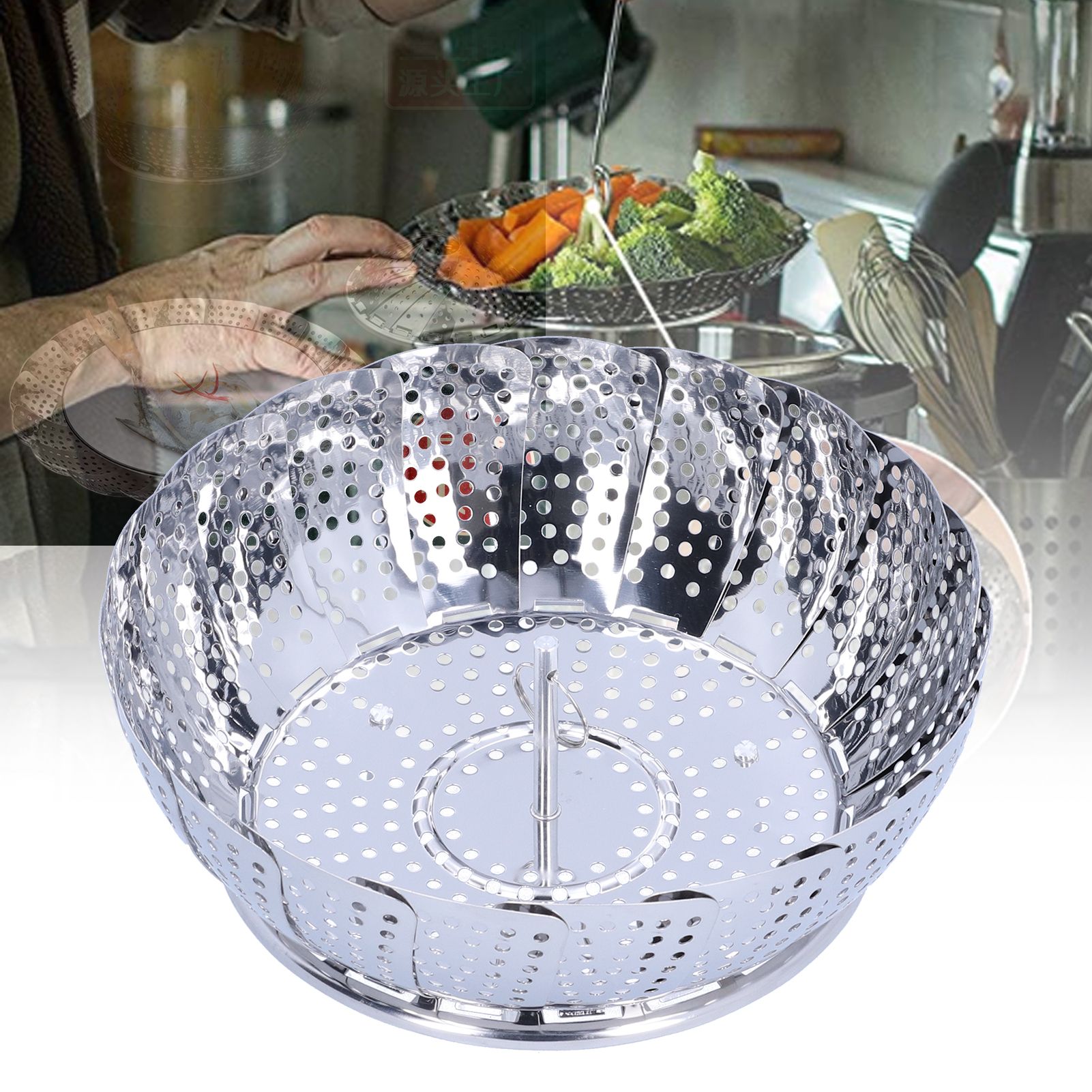 Steam Basket Multifunction Stainless Steel Folding Steam Rack Cookware Kitchen view 11