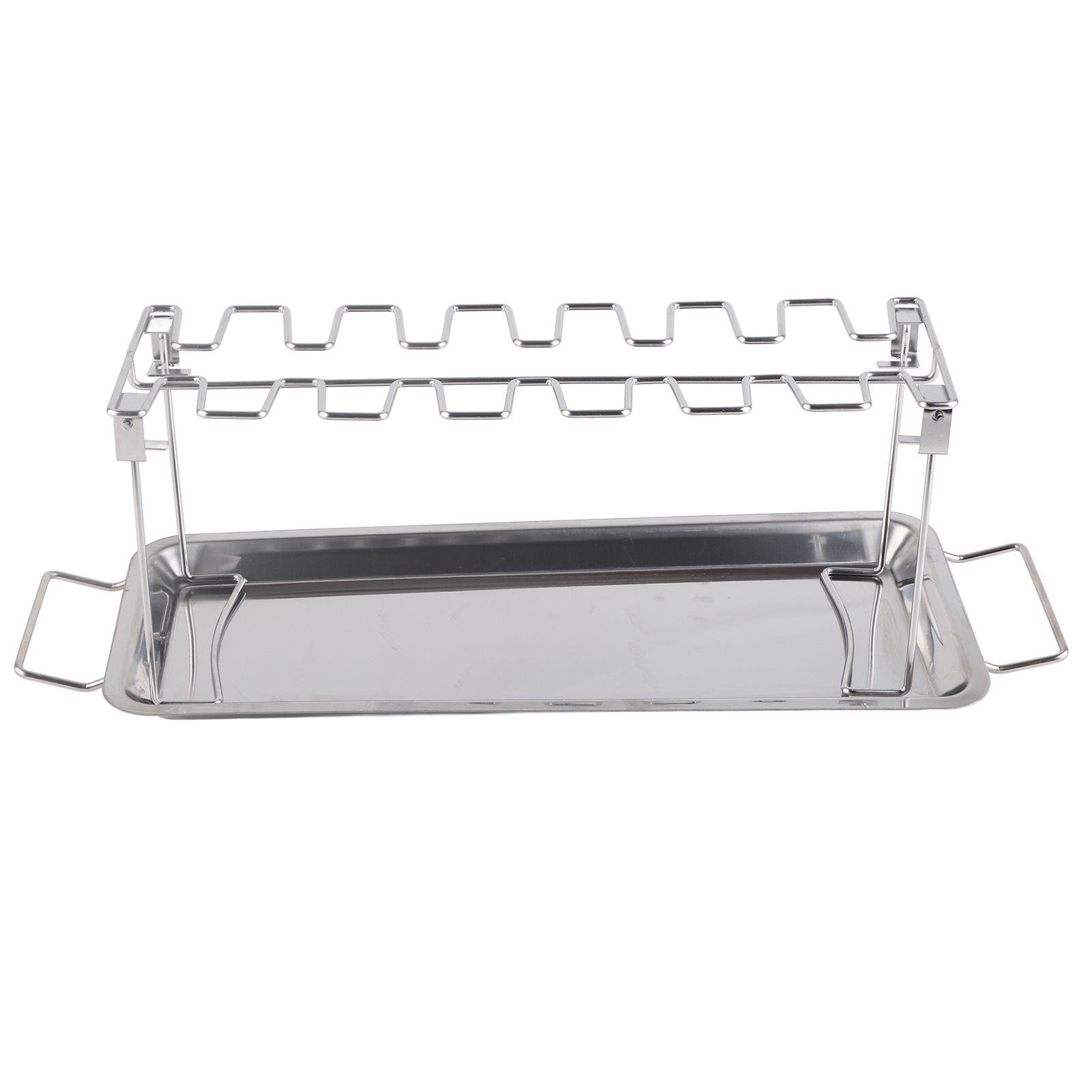 Chicken Leg Grill Rack with Drip Pan Stainless Steel Roaster Stand Barbecue
