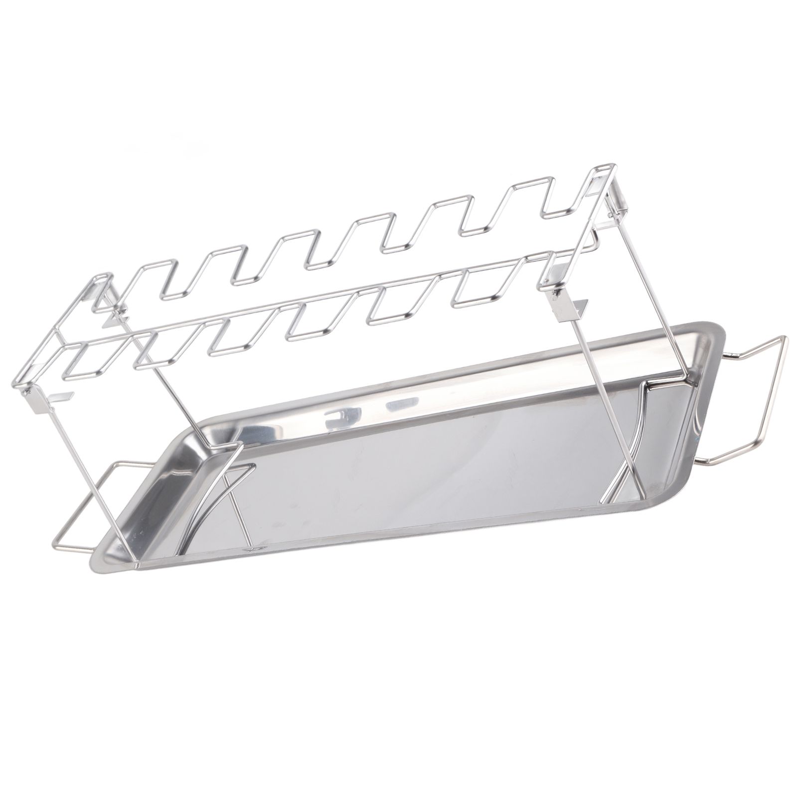 Chicken Leg Grill Rack with Drip Pan Stainless Steel Roaster Stand Barbecue view 6
