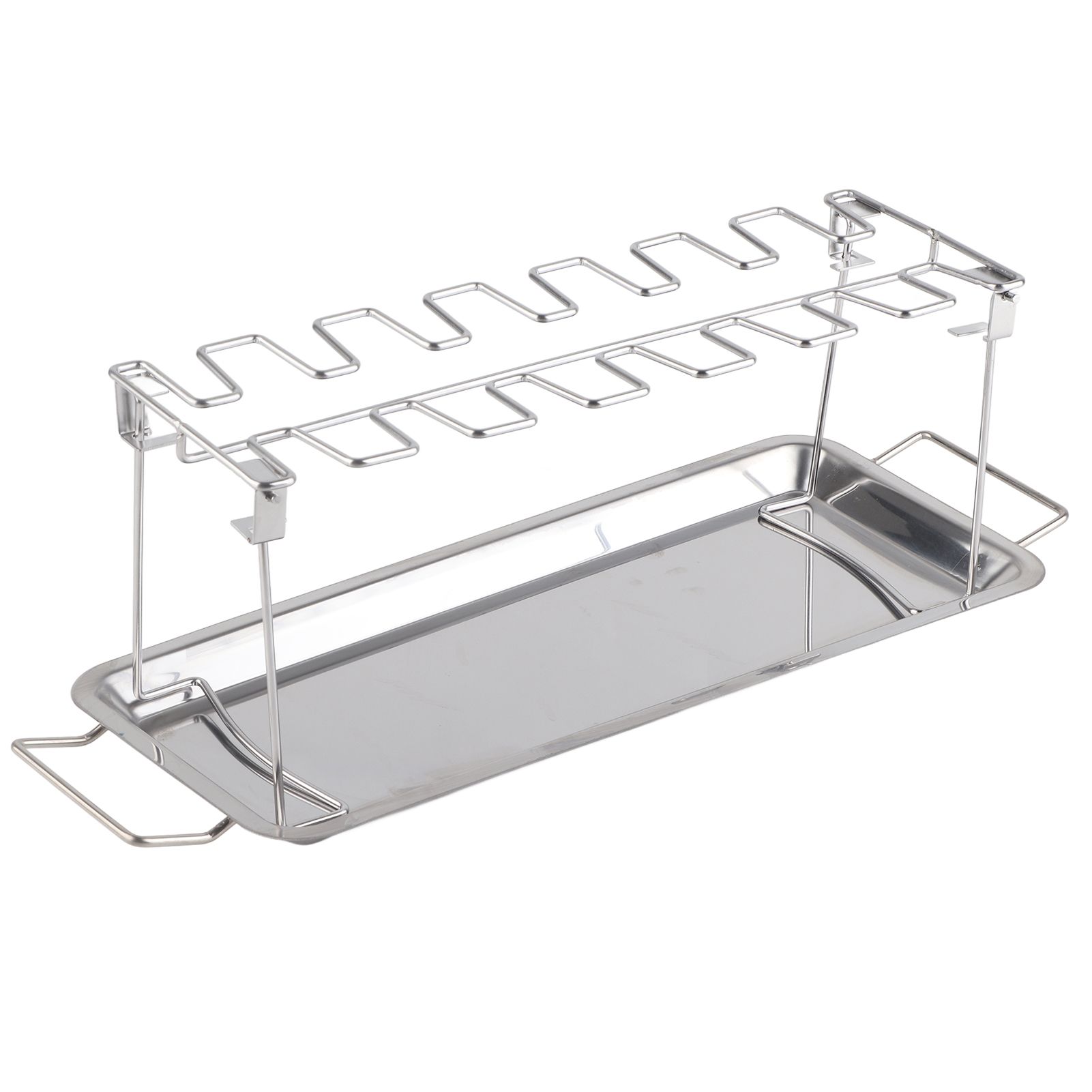 Chicken Leg Grill Rack with Drip Pan Stainless Steel Roaster Stand Barbecue view 7