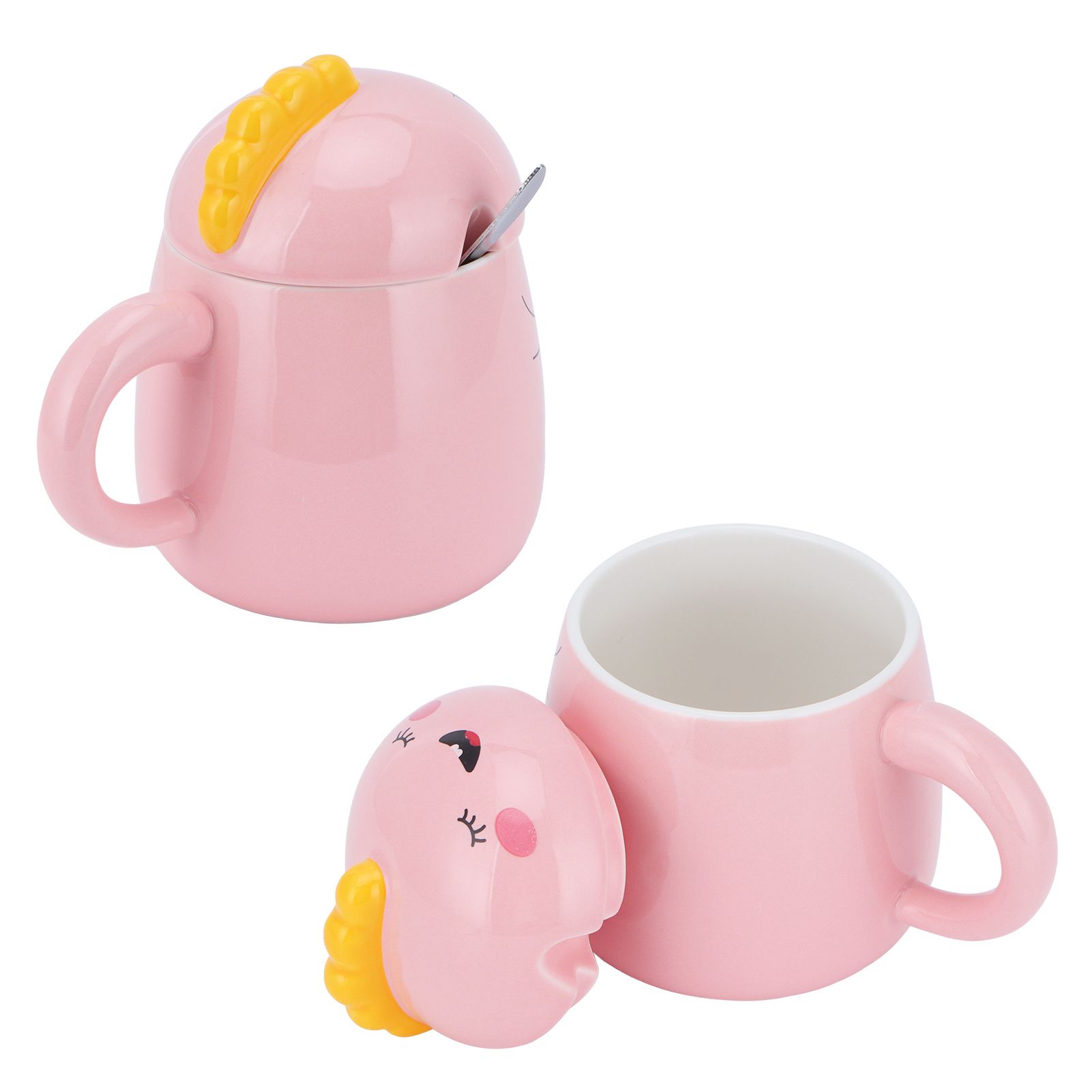 450ml Cute Ceramic Cup with Lid Spoon Water Cup Coffee Mug Girl Gift for Home view 7