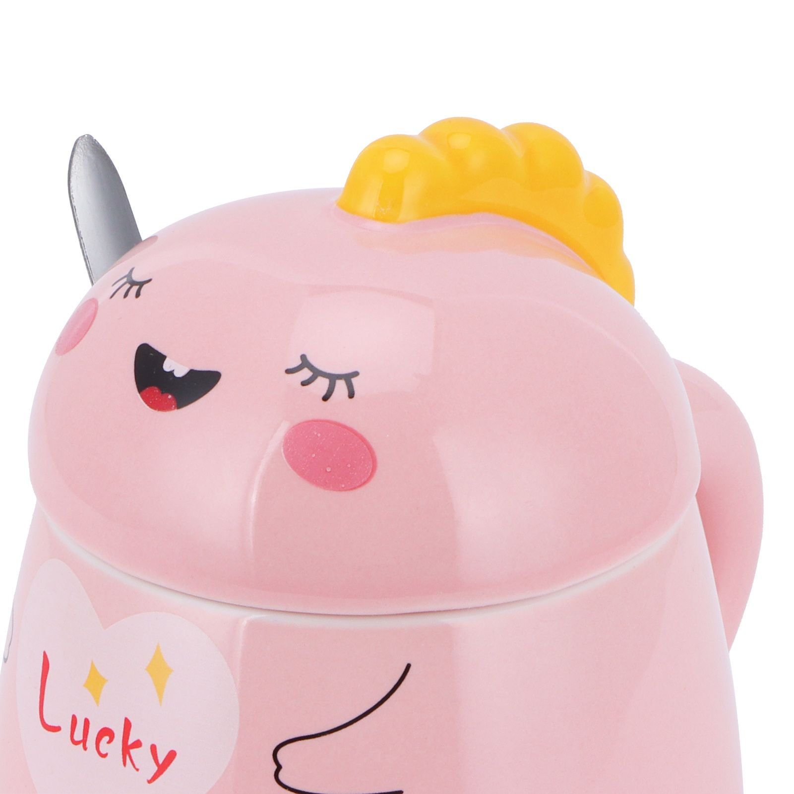 450ml Cute Ceramic Cup with Lid Spoon Water Cup Coffee Mug Girl Gift for Home view 13