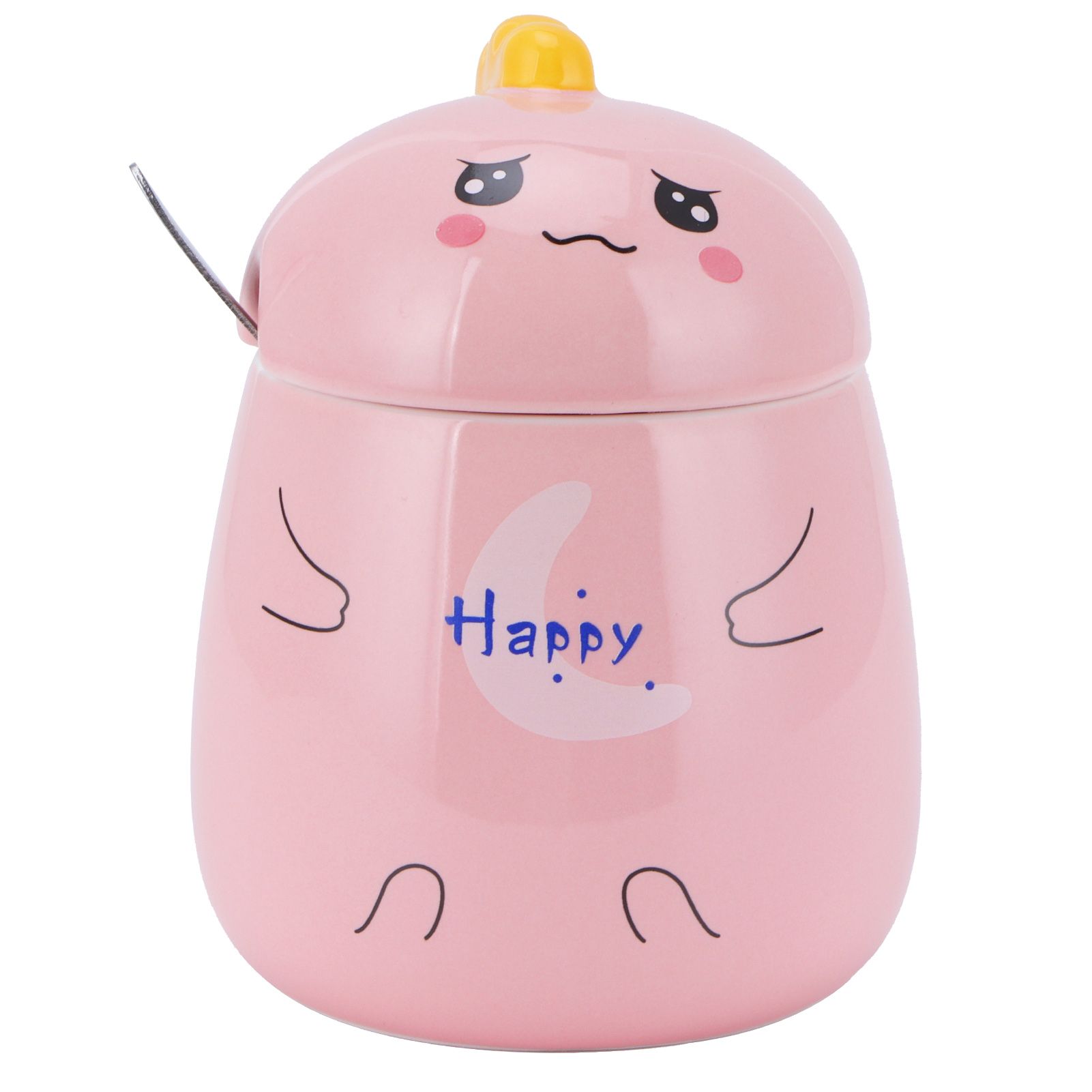 450ml Cute Ceramic Cup with Lid Spoon Water Cup Coffee Mug Girl Gift for Home