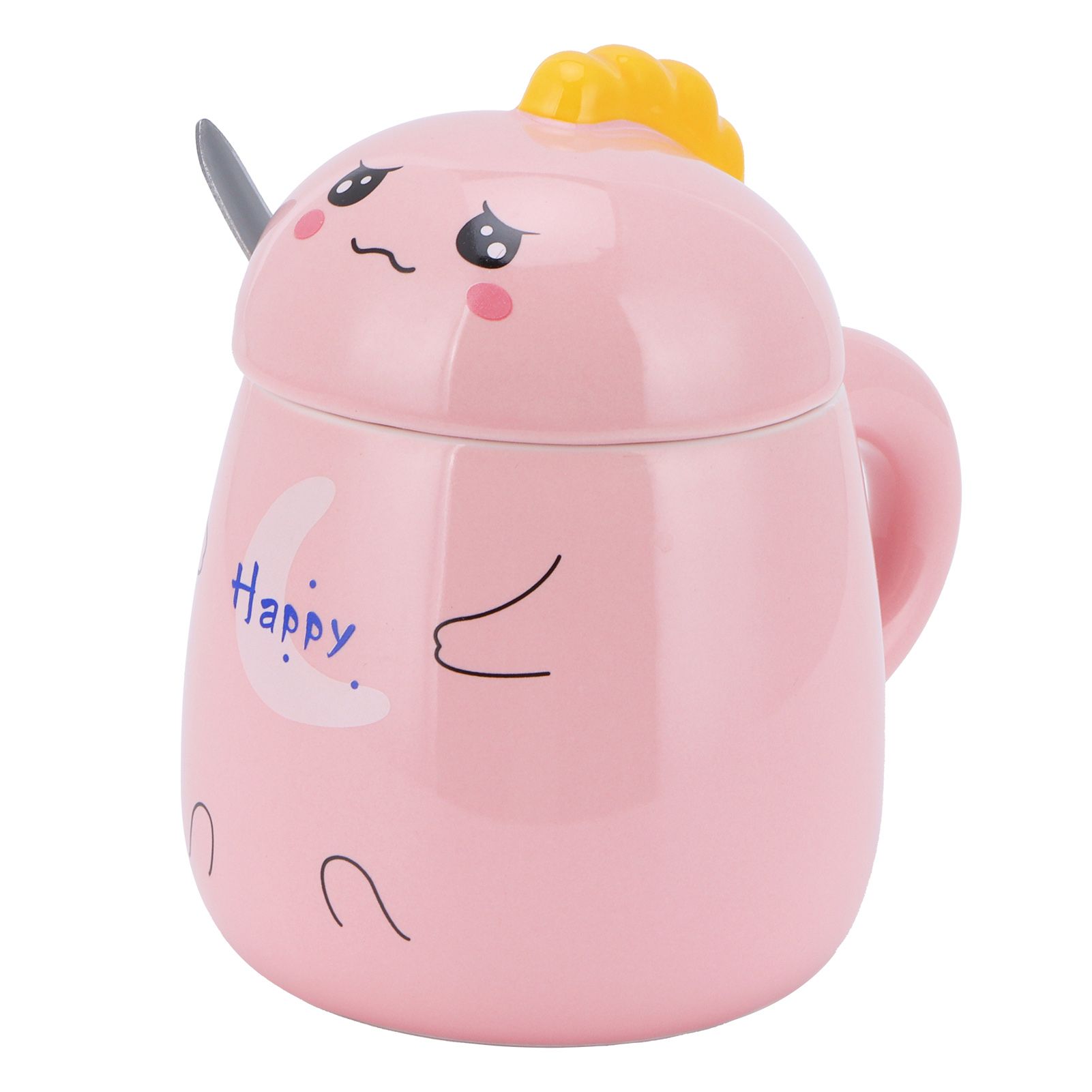 450ml Cute Ceramic Cup with Lid Spoon Water Cup Coffee Mug Girl Gift for Home view 2
