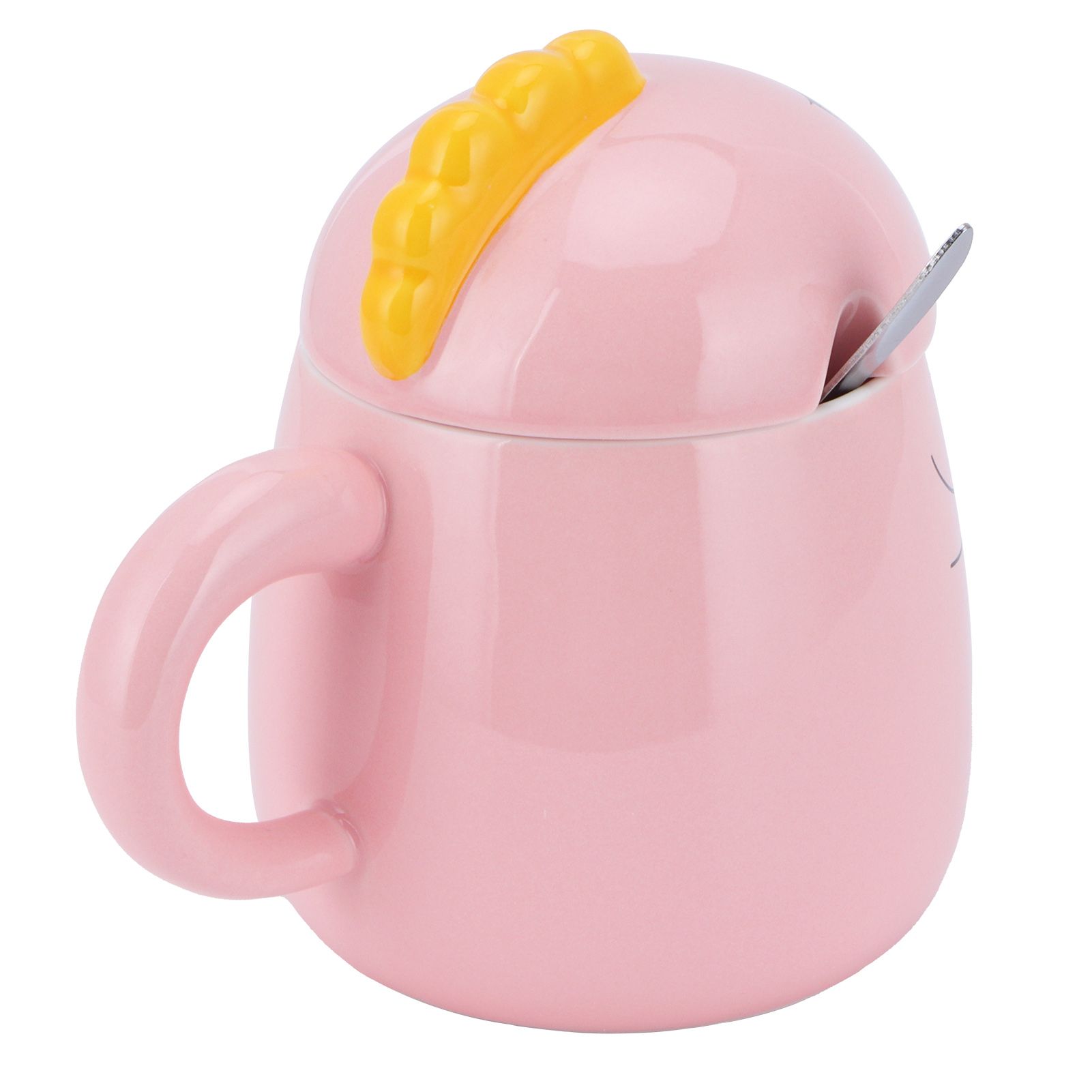 450ml Cute Ceramic Cup with Lid Spoon Water Cup Coffee Mug Girl Gift for Home view 3