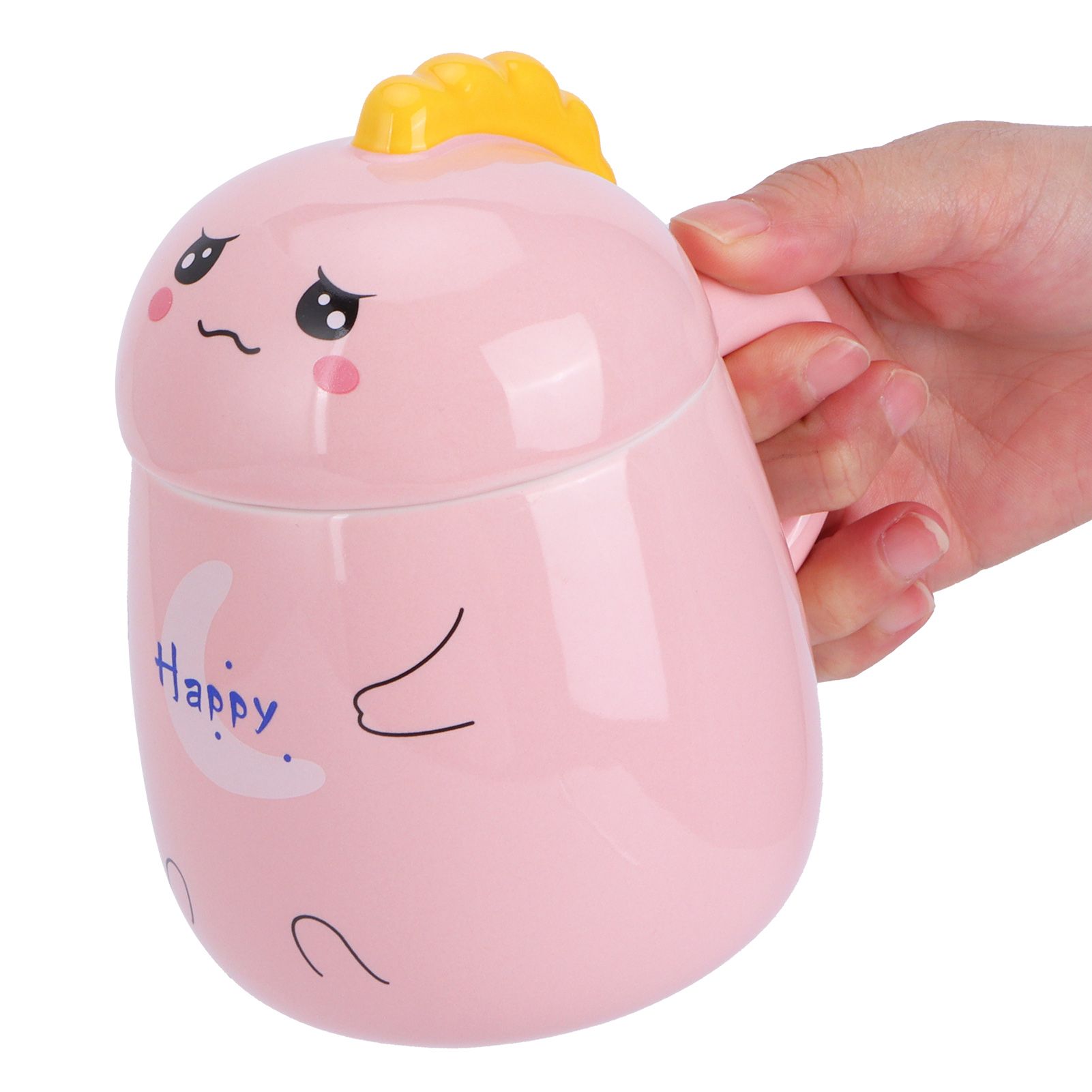 450ml Cute Ceramic Cup with Lid Spoon Water Cup Coffee Mug Girl Gift for Home view 6