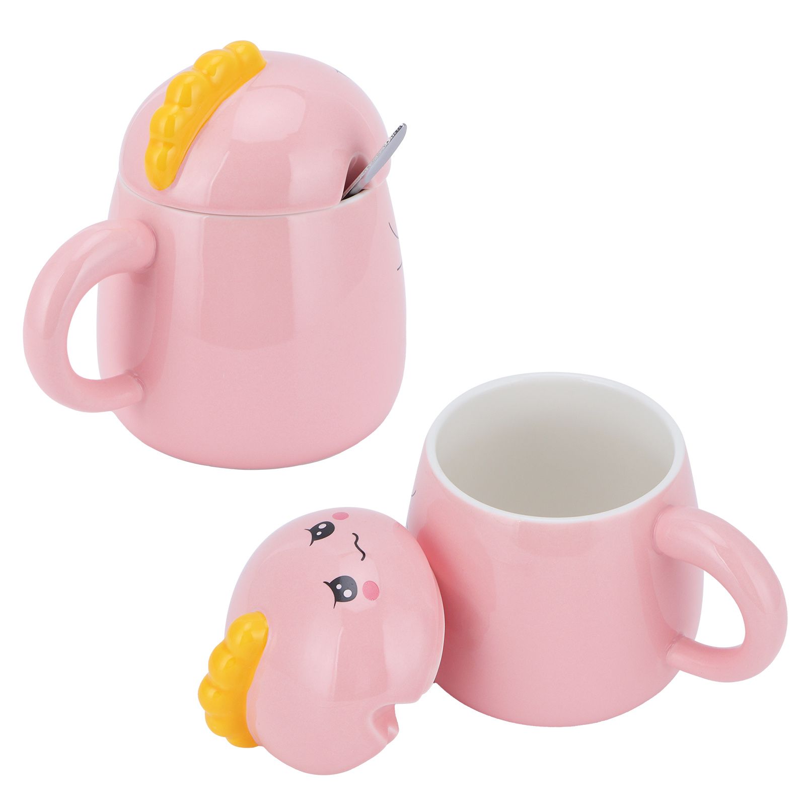 450ml Cute Ceramic Cup with Lid Spoon Water Cup Coffee Mug Girl Gift for Home view 7