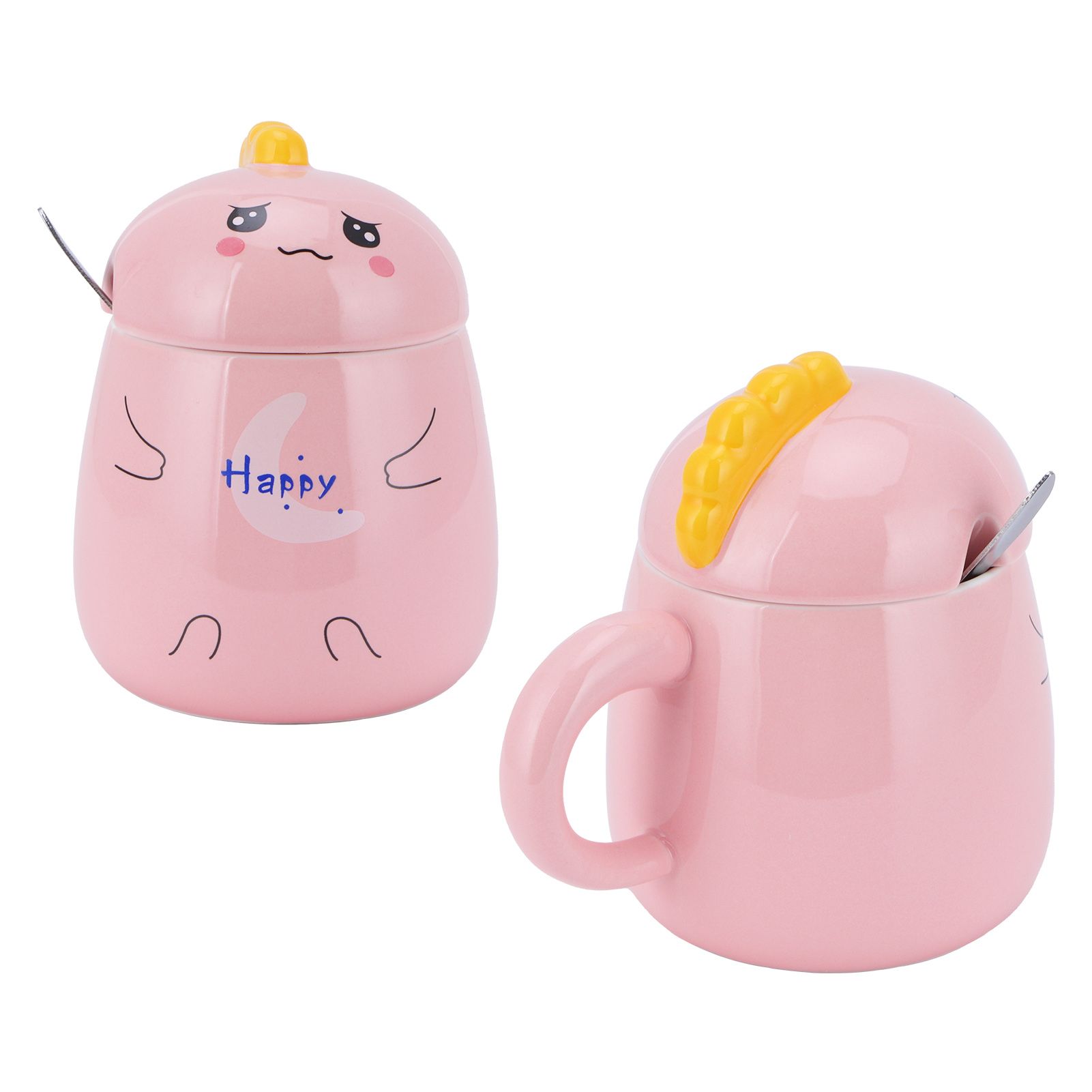 450ml Cute Ceramic Cup with Lid Spoon Water Cup Coffee Mug Girl Gift for Home view 9