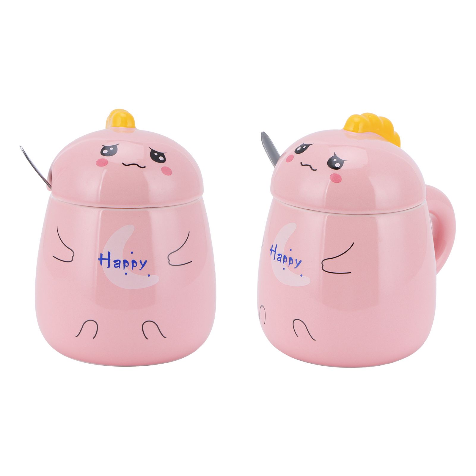 450ml Cute Ceramic Cup with Lid Spoon Water Cup Coffee Mug Girl Gift for Home view 10
