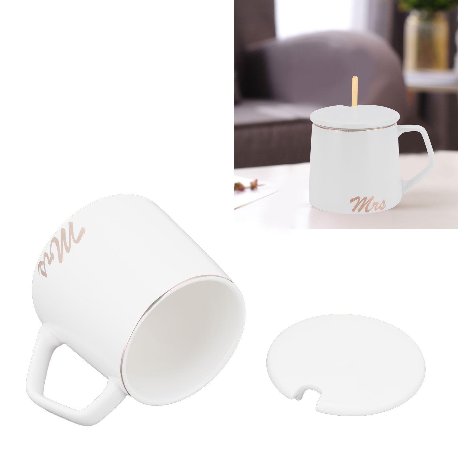 320ml Fashon Ceramic Cup Coffee Mug Cup with Lid Spoon Present Gift for Home view 11
