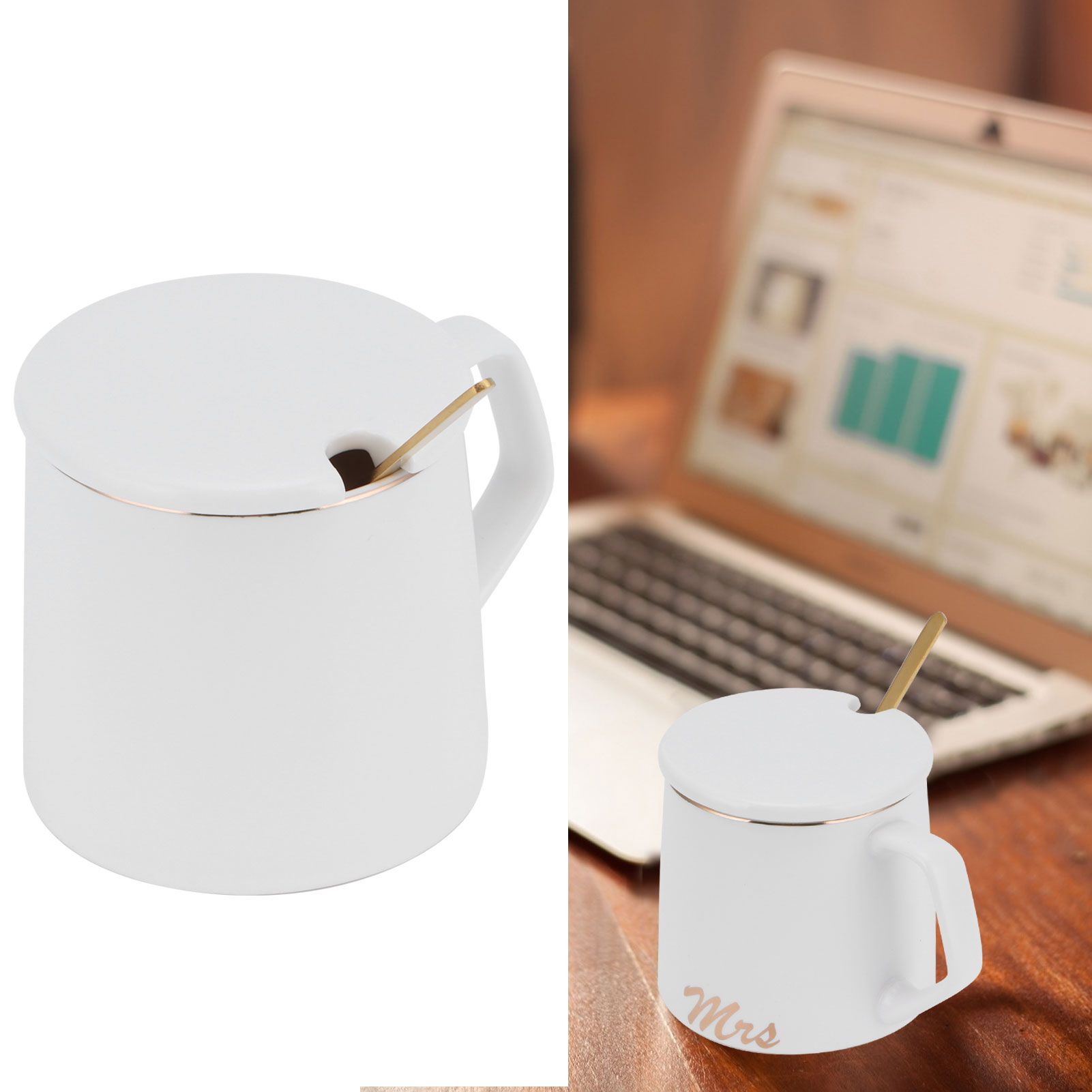 320ml Fashon Ceramic Cup Coffee Mug Cup with Lid Spoon Present Gift for Home view 12