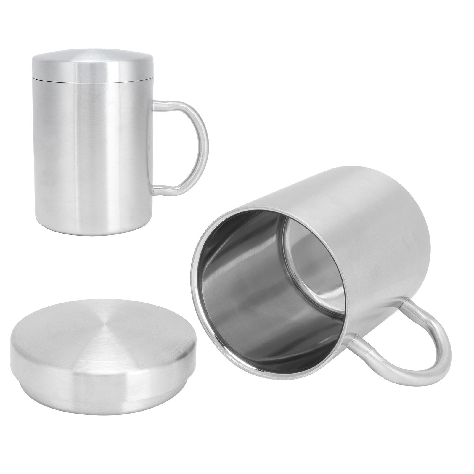 Stainless Steel Mug with Handle Lid DoubleLayer Heat Insulation Cup Beer Mug view 9