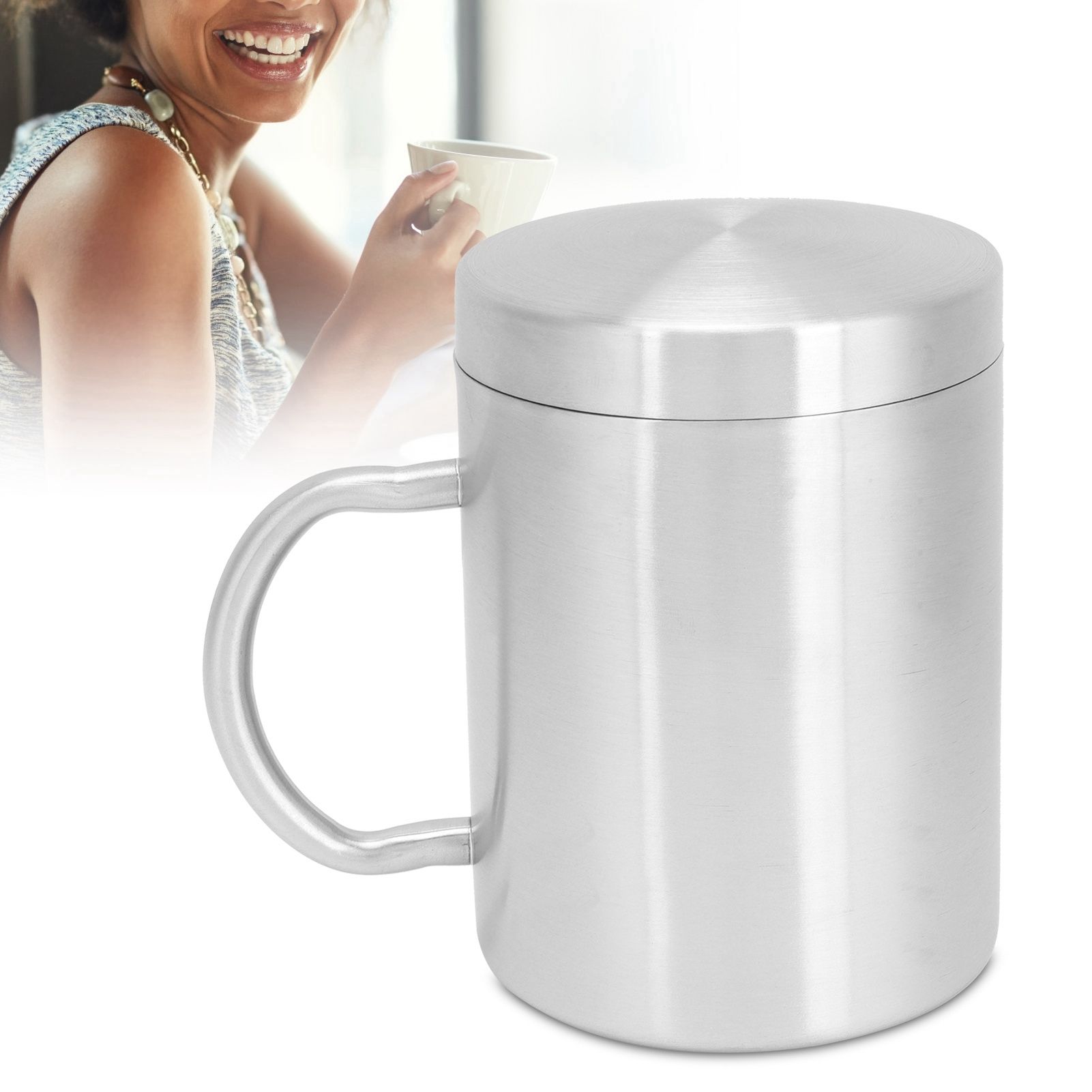 Stainless Steel Mug with Handle Lid DoubleLayer Heat Insulation Cup Beer Mug view 11