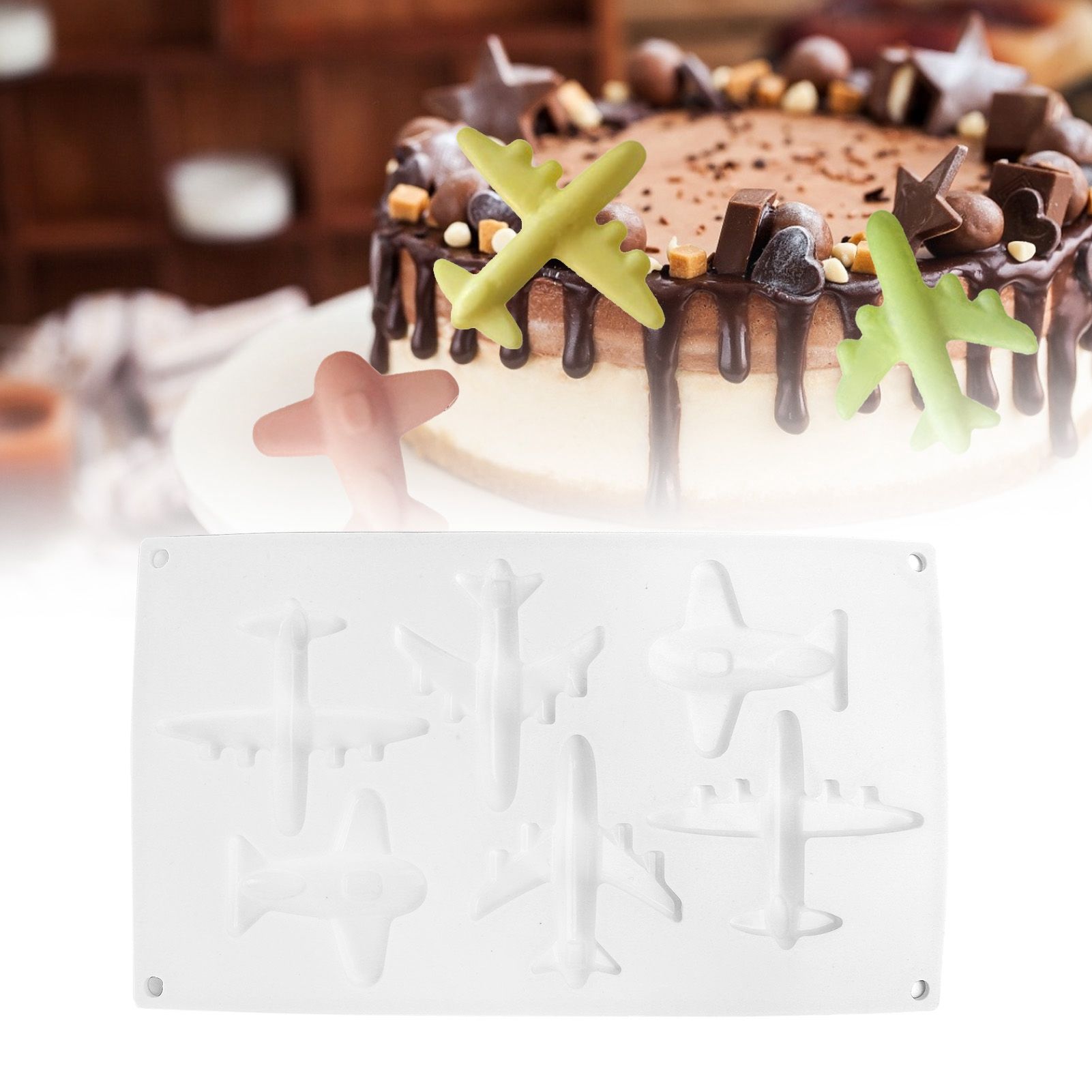 6 Grid Airplane Shape Mold Silicone Baking Chocolate Cake Decoration Mold for view 12