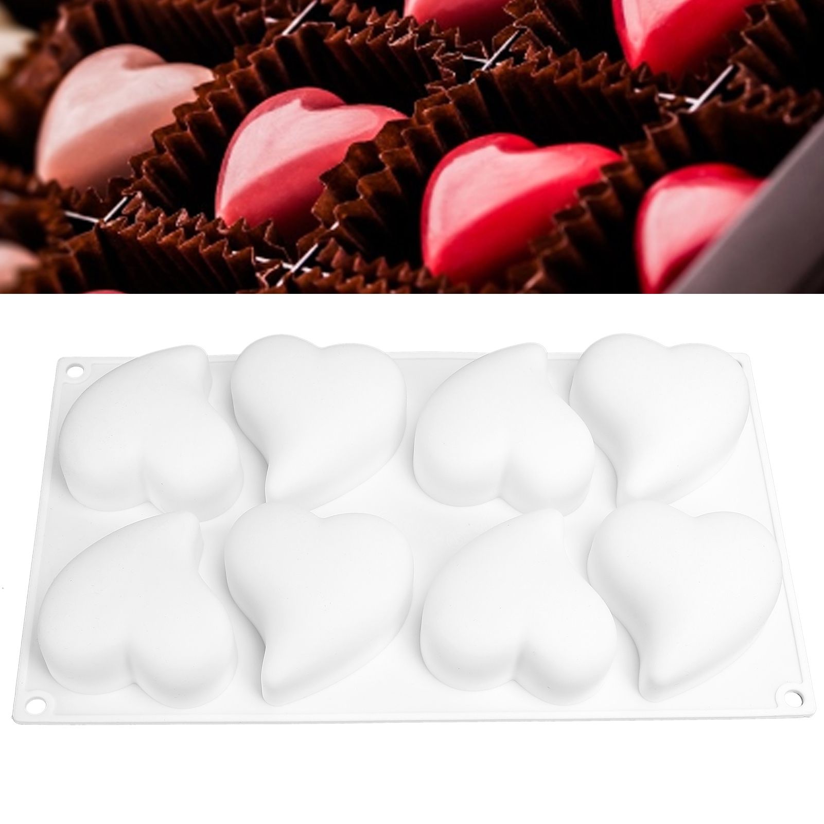 8 Grid Mold Heart Shape Silicone Cake Mousse Mold for Baking Dessert Kitchen Home view 12