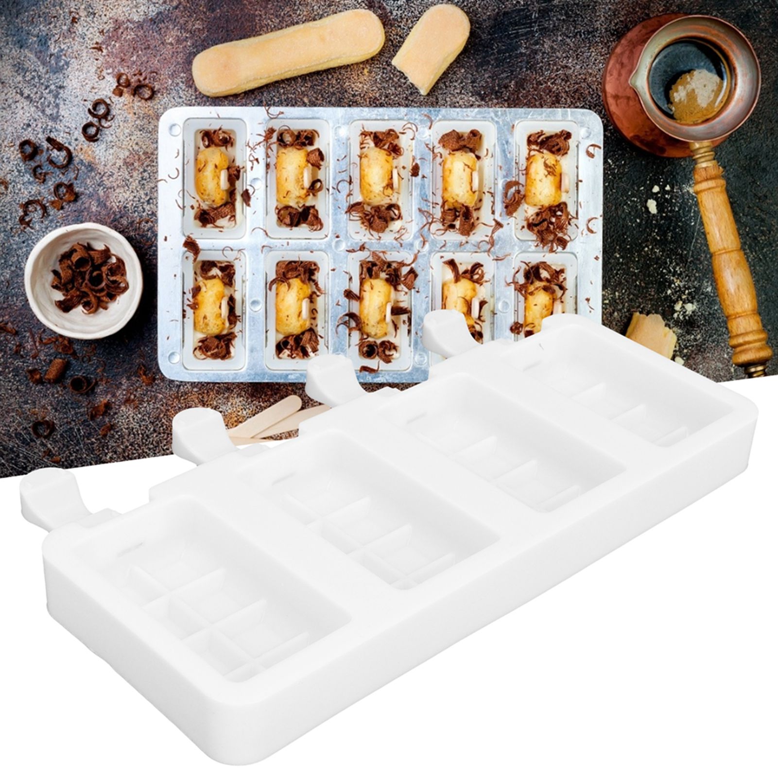 Silicone Ice Cream Mold 4 Cavities DIY Ice Bar Maker Mould for Kitchen Tool view 12