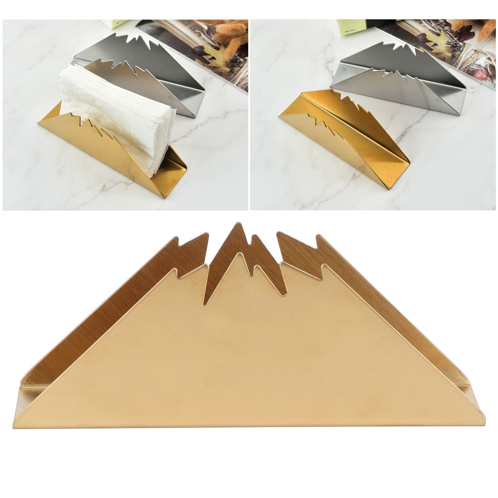 Triangular Napkin Holder Stainless Steel Stand Vertical Tissue Rack for Home view 11