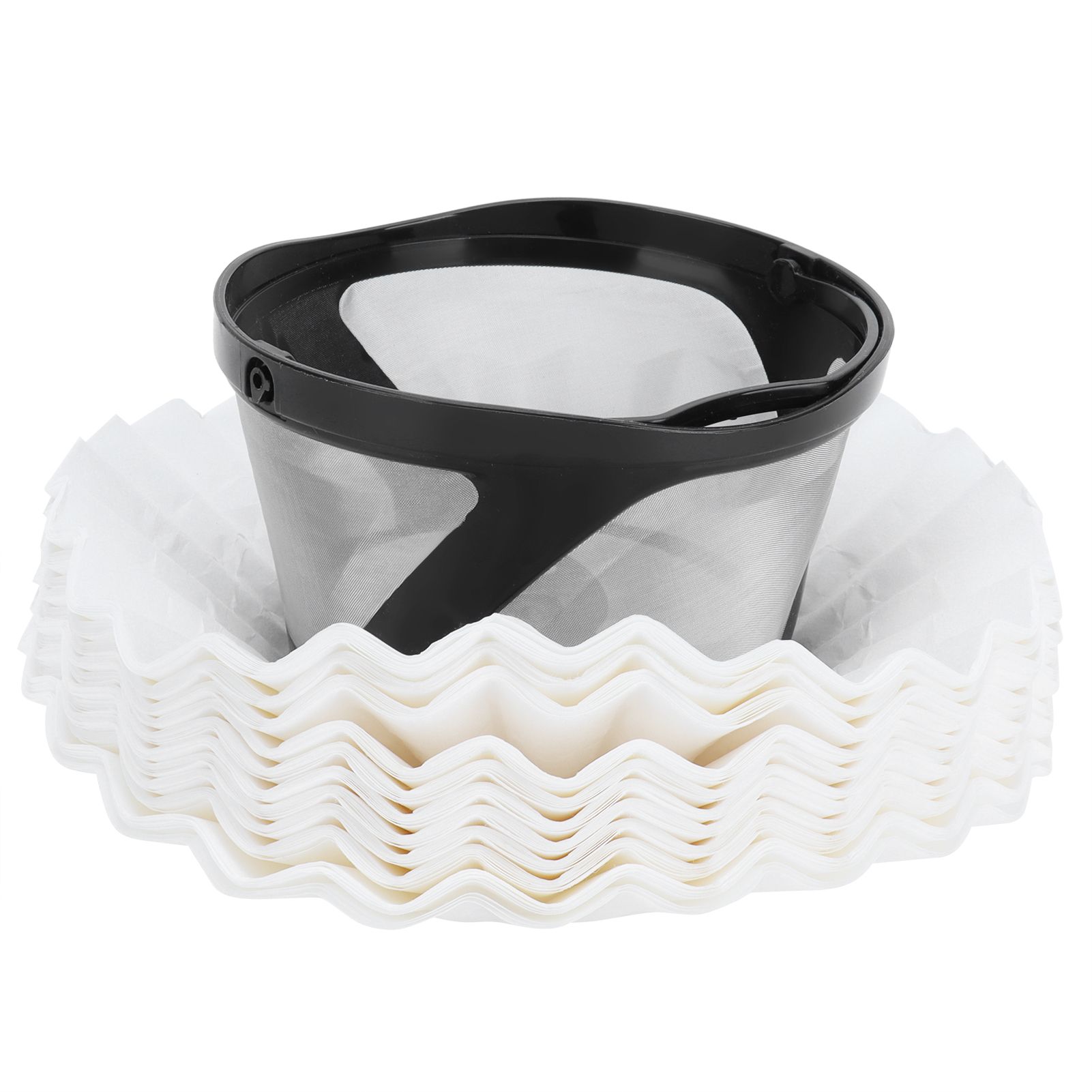 Coffee Filter Basket Cup with 100Pcs Filter Papers Filtering Tool Coffee