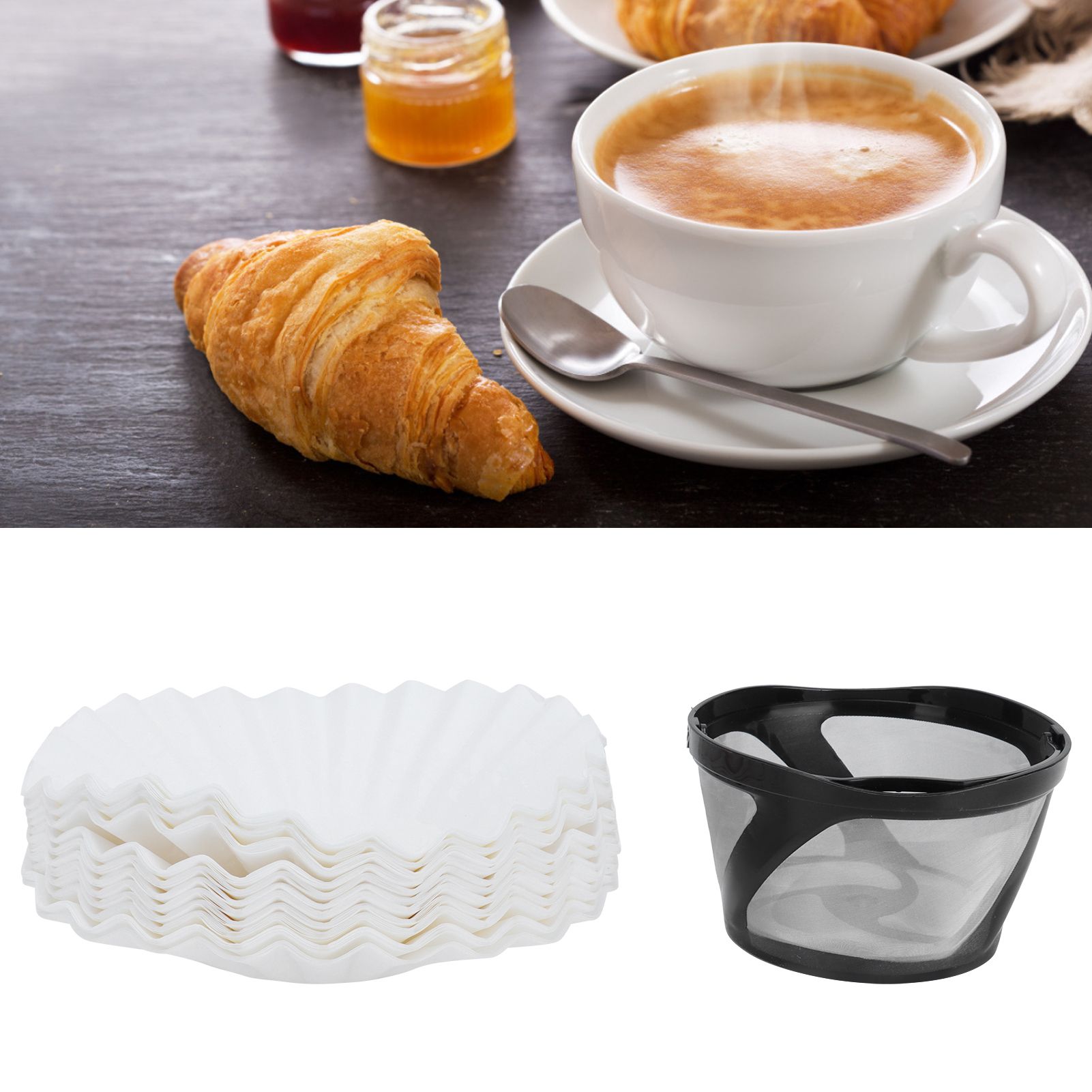 Coffee Filter Basket Cup with 100Pcs Filter Papers Filtering Tool Coffee view 11
