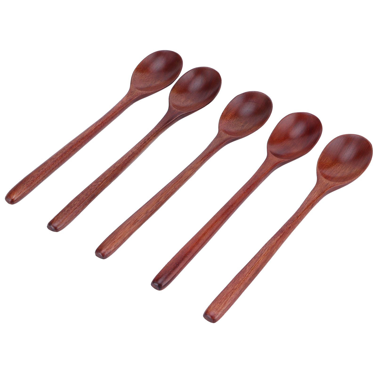 5PCS Wooden Spoon with Long Handle Soup Spoon for Barbecue Camping Party Home view 2