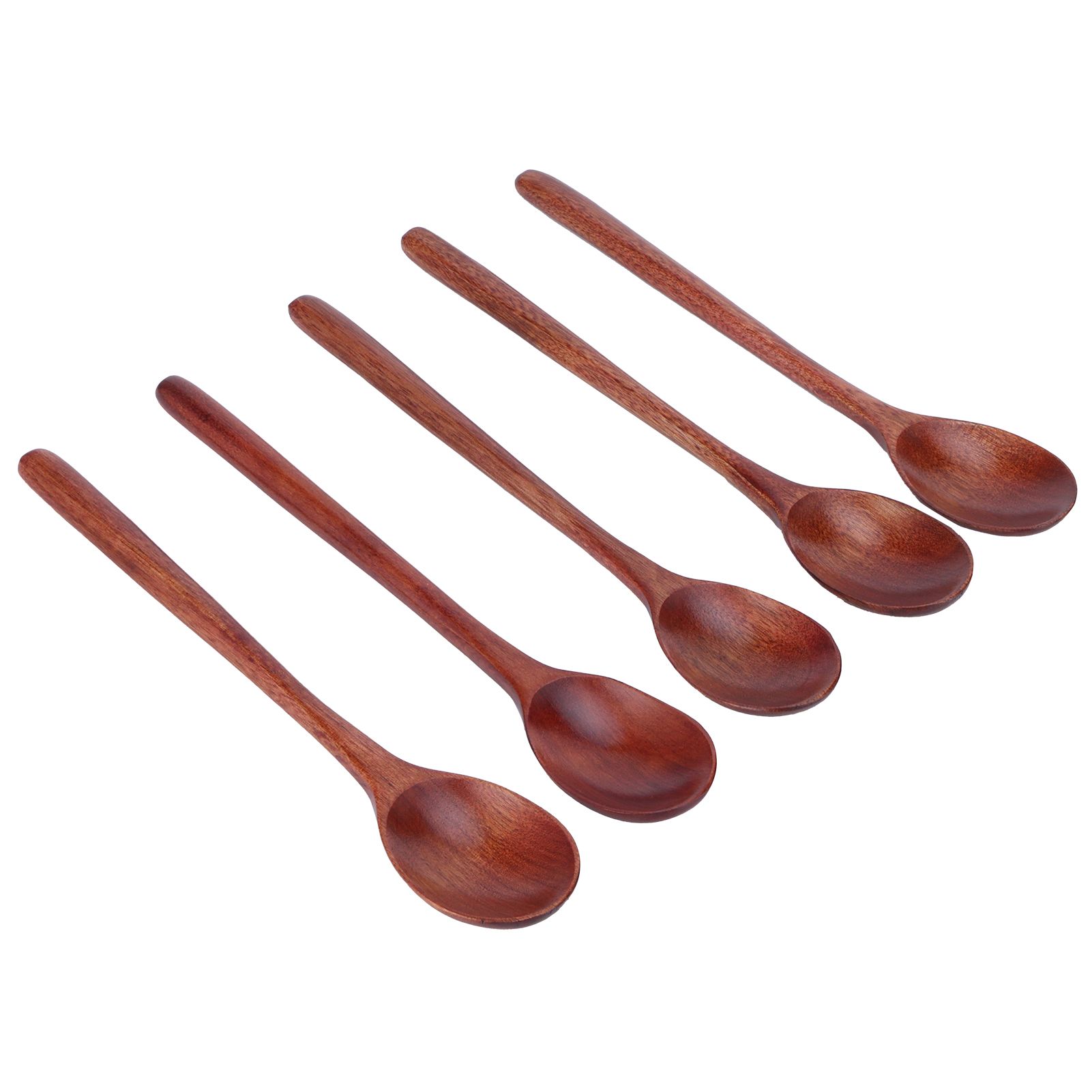 5PCS Wooden Spoon with Long Handle Soup Spoon for Barbecue Camping Party Home view 3